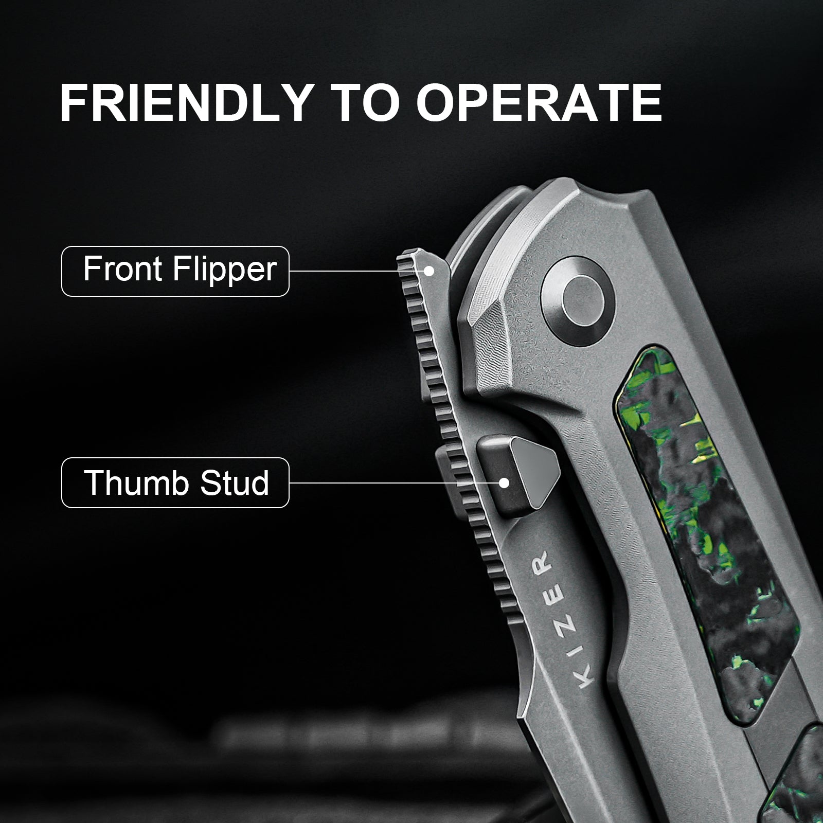 Feweed | S90V | Titanium+ Fat Carbon(Toxic Storm)| KizerB™ 3694A2