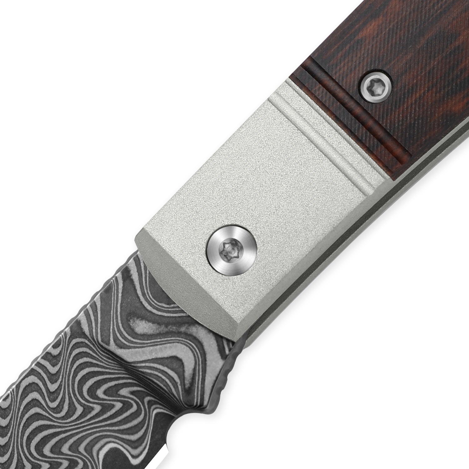 Trestle D | Acid-washed Damascus | Aluminum & Leopardwood | Slip Joint | KizerV™ 3760A3