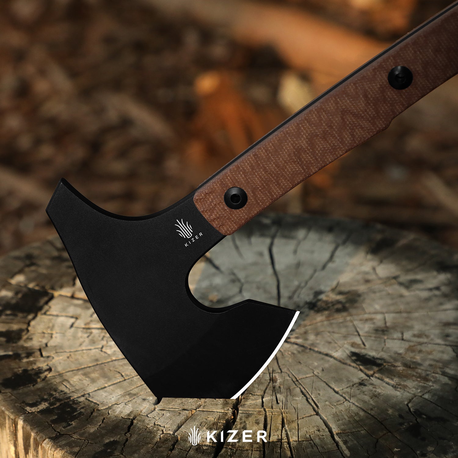 Urus | Lightweight Axe | 1095 | Black Coating | Micarta | Camping Outdoor Tool | KizerV™ 1073A1