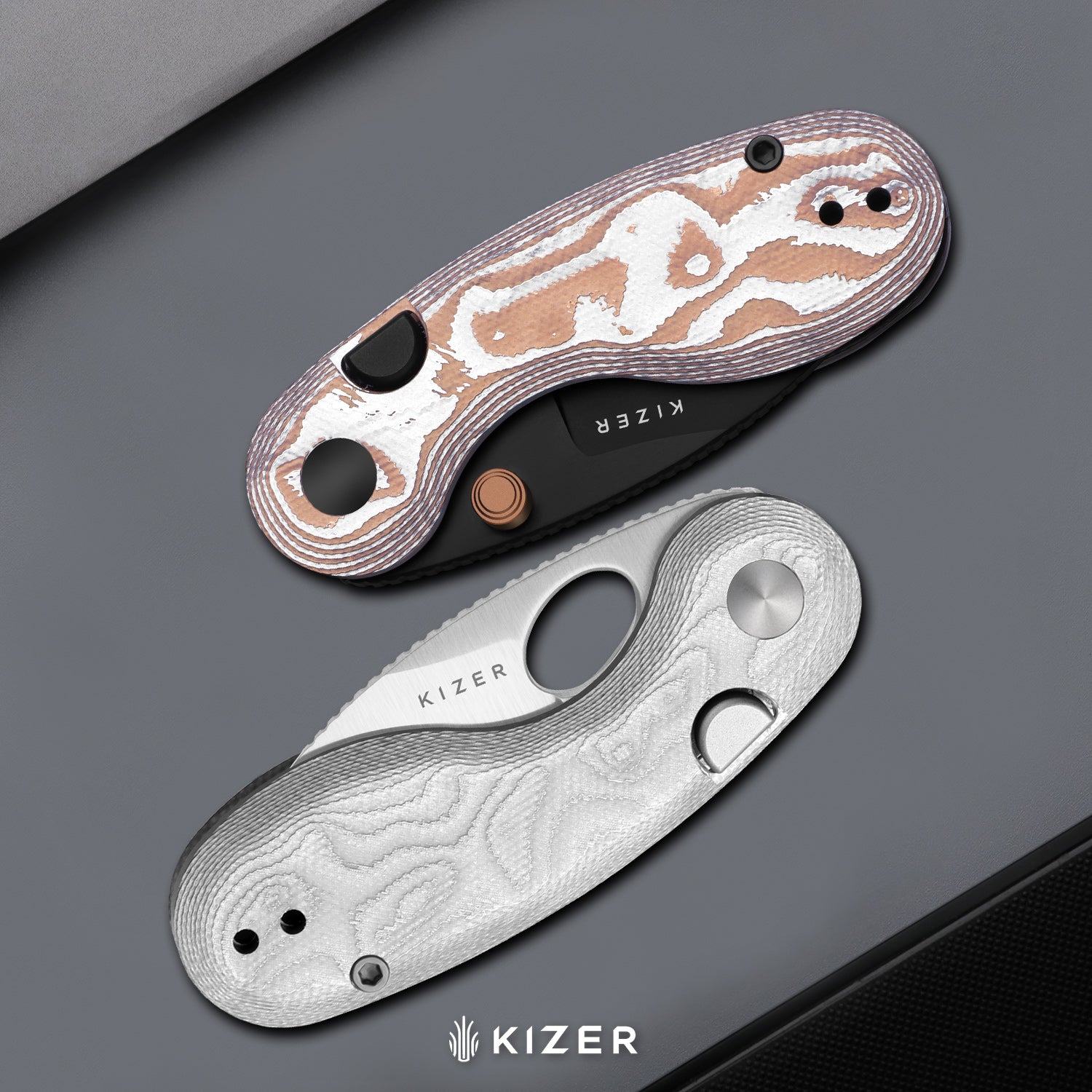 Microbe™ | 5Th Pocket Knife | Kizer Button Liner Lock™ | Aluminum Foil G10 Handle | KizerV™ 2742A11