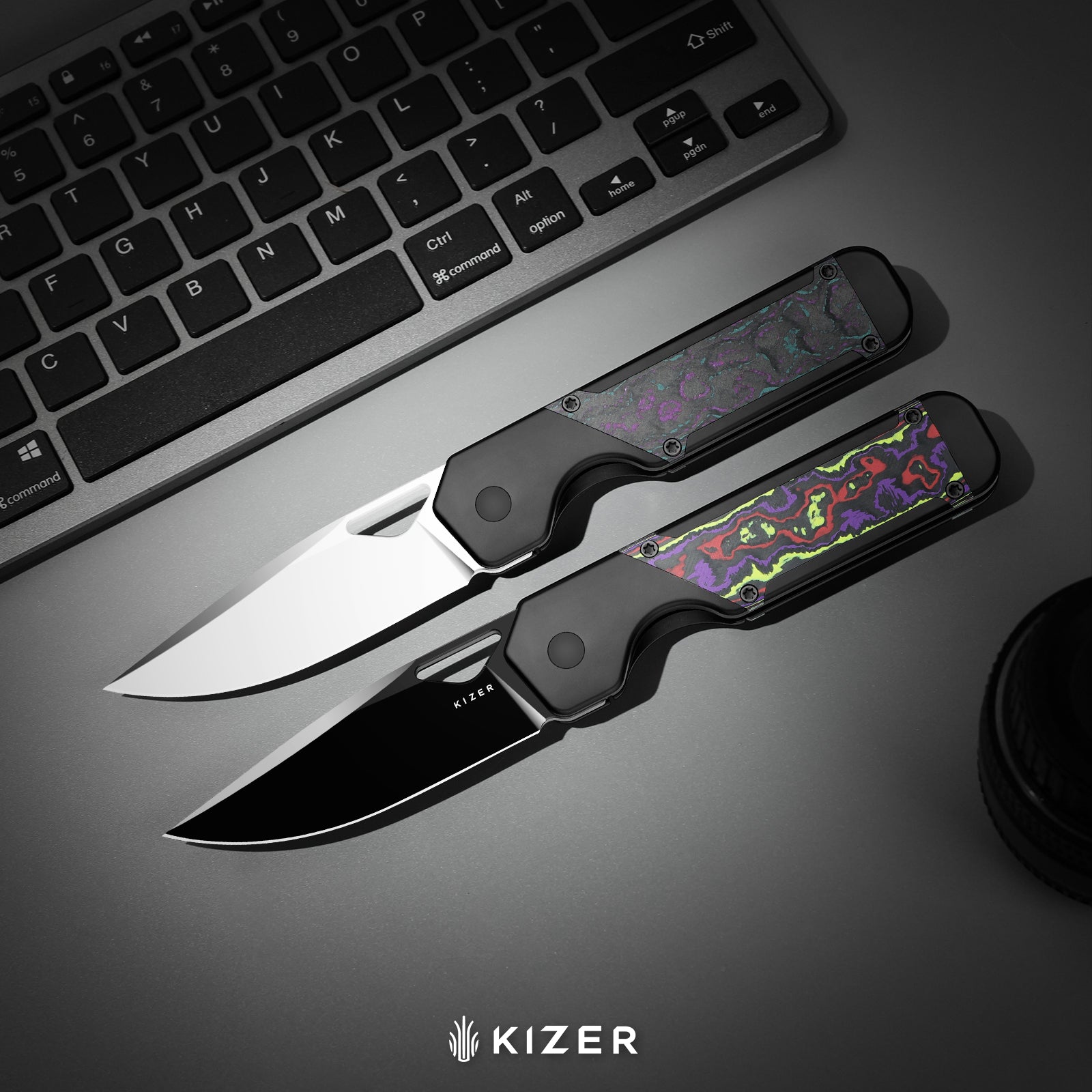 Militaw® | S45VN | Polished Ultra DLC | Titanium+KizerNova™ Joker Carbon Fiber| KizerB™ 3634A9