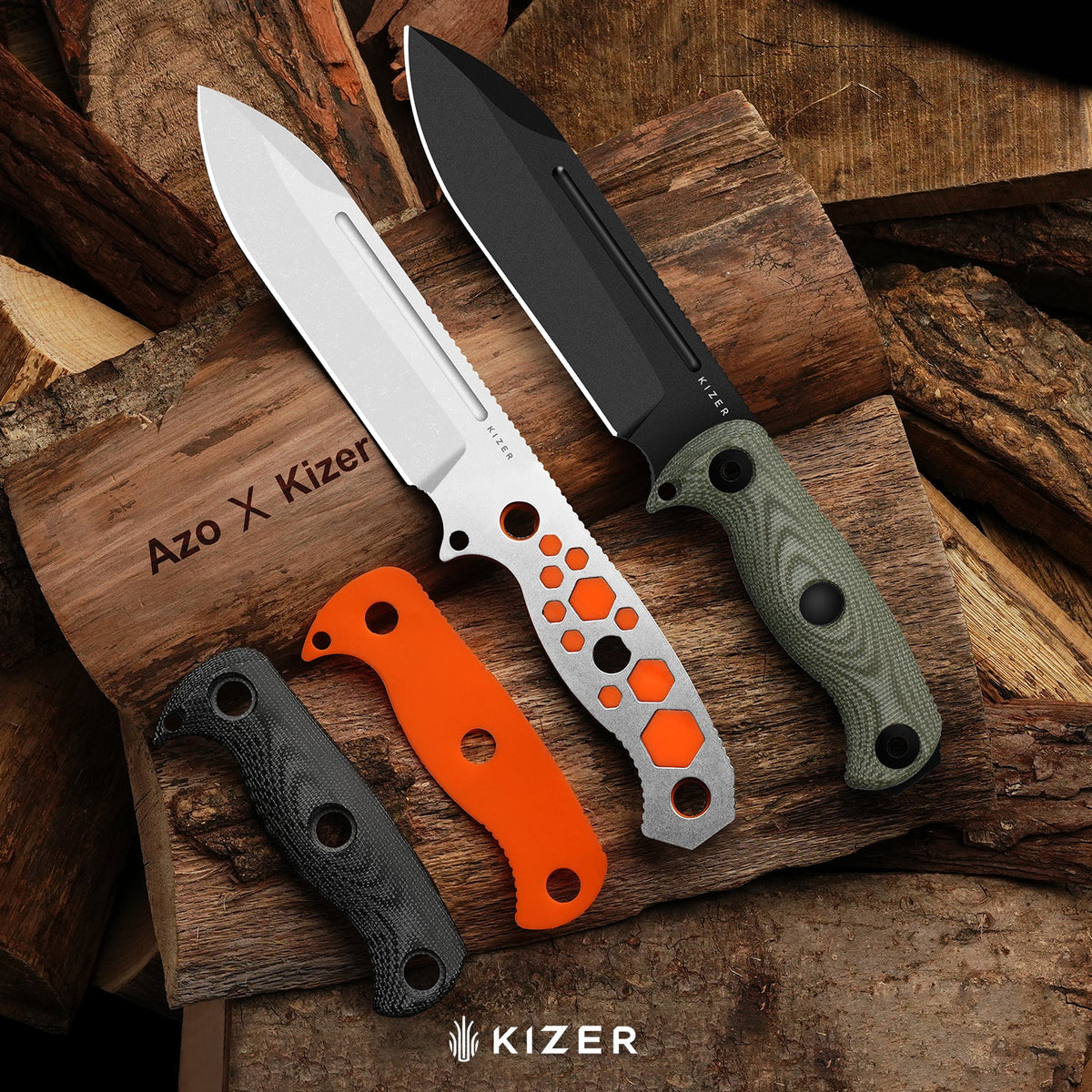 Drop Bear Fix 7 HexShox™ | AEB-L + Black PVD Stonewashed | Micarta & Orange TPV | Drop Point | KizerV™ 1103HSD2
