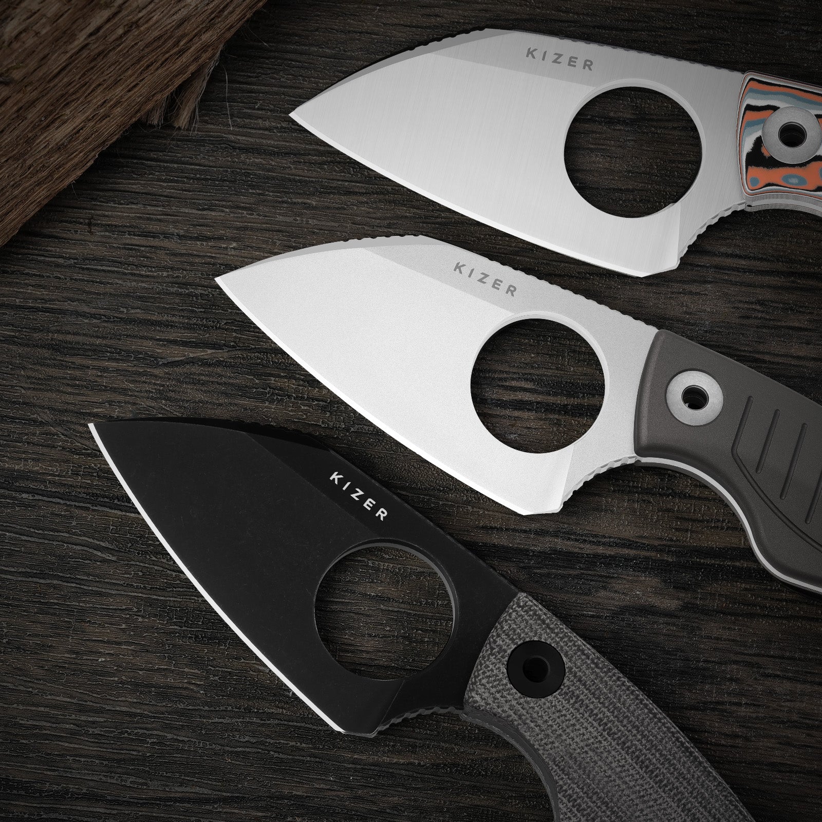 Nightjar | Japan AICHI AUS-10 Steel | Sheepfoot Fixed Blade | Vortex Pattern Micarta | KizerV™ 1114A3