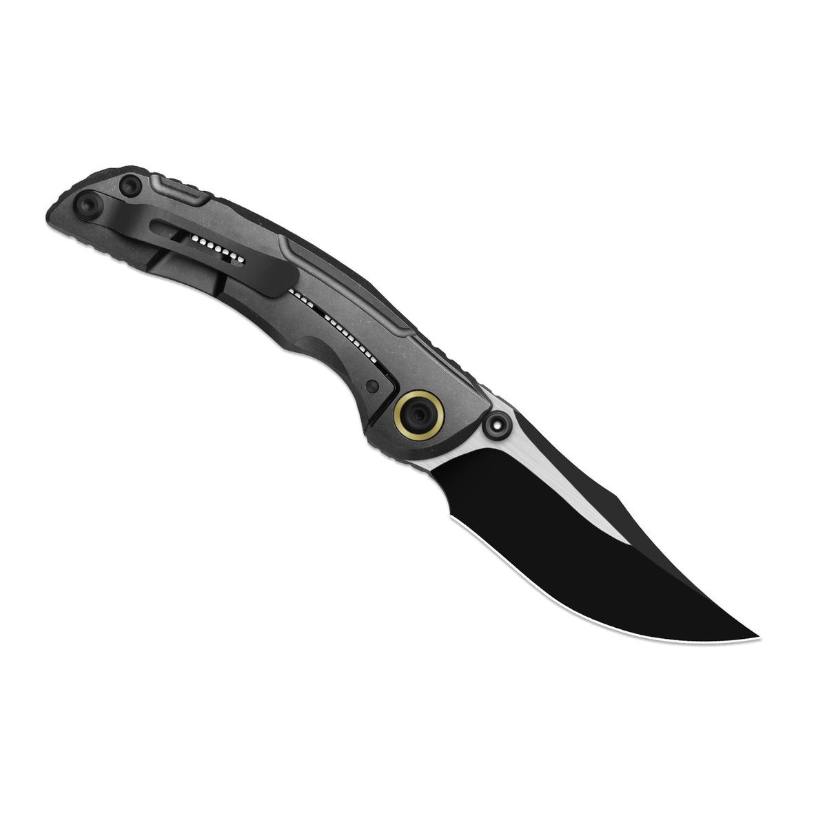 SILVER WING-LITE | S45VN+Black PVD Coating & Flat Brushed+Flat Grind | Titanium & Carbon Fiber | KizerB™ ZX-FK09A1