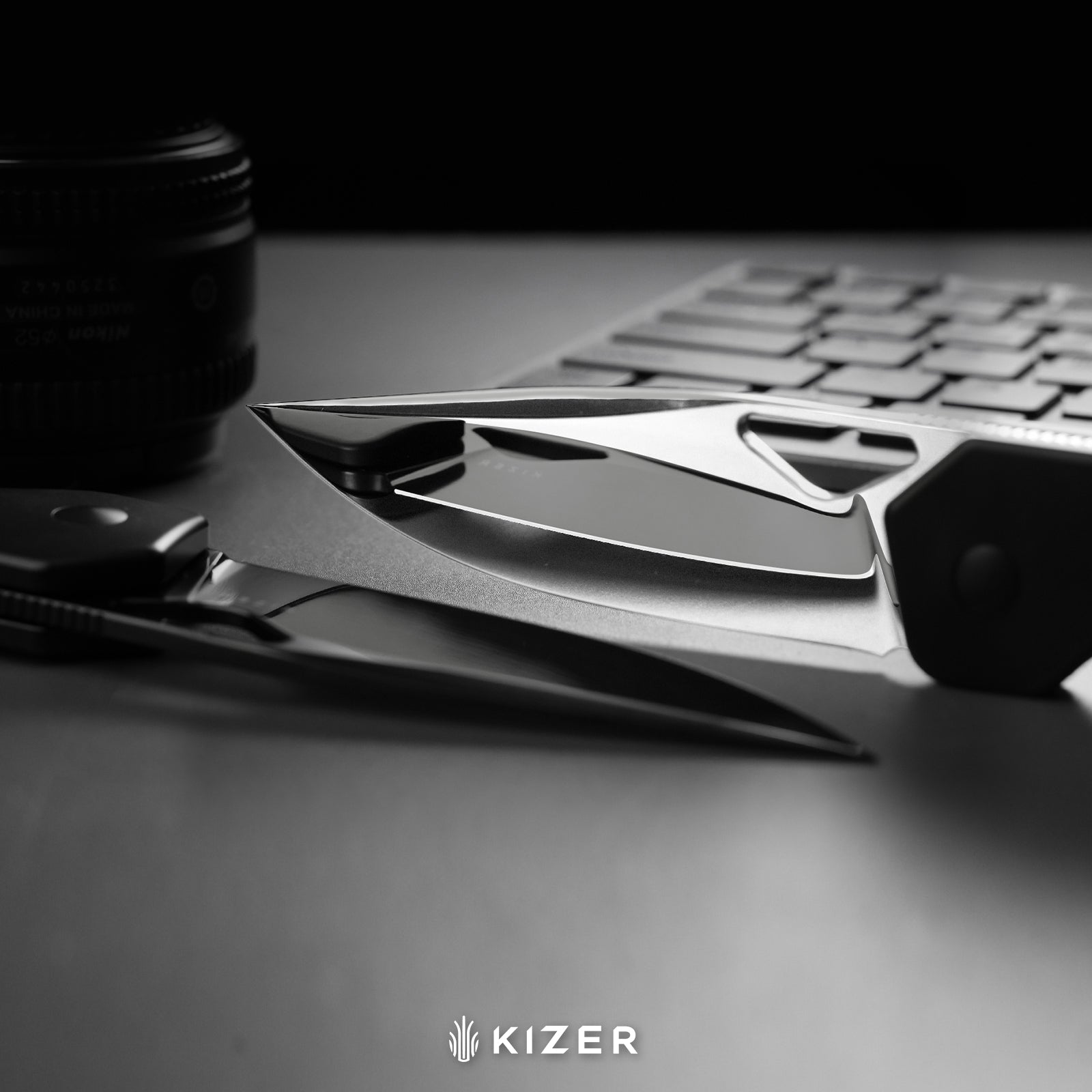 Militaw® | S45VN | Hand-Polished Mirror | Titanium+CamoCarbon Jazz | KizerB™ 3634A10