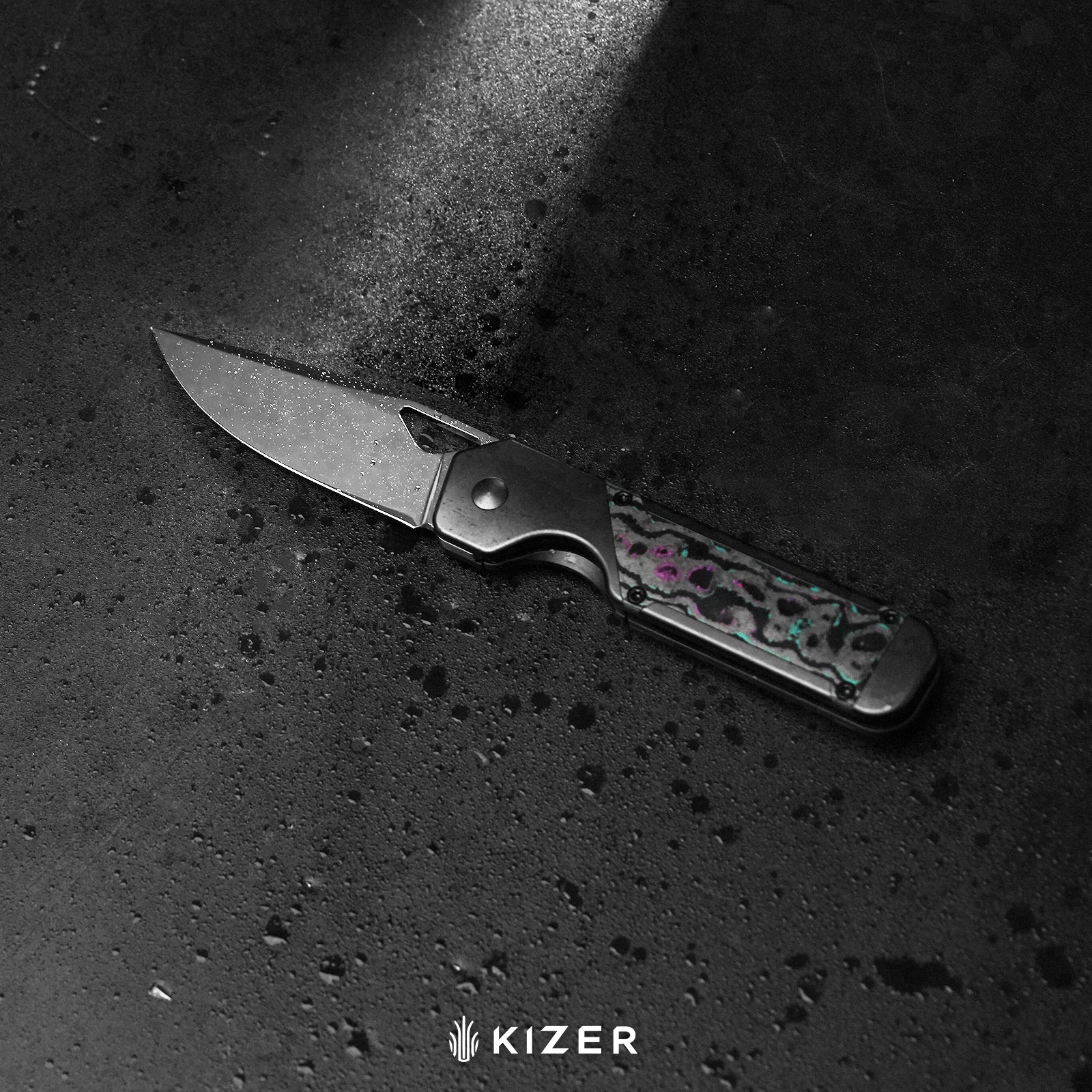 Militaw® | S45VN | Hand-Polished Mirror | Titanium+CamoCarbon Jazz | KizerB™ 3634A10