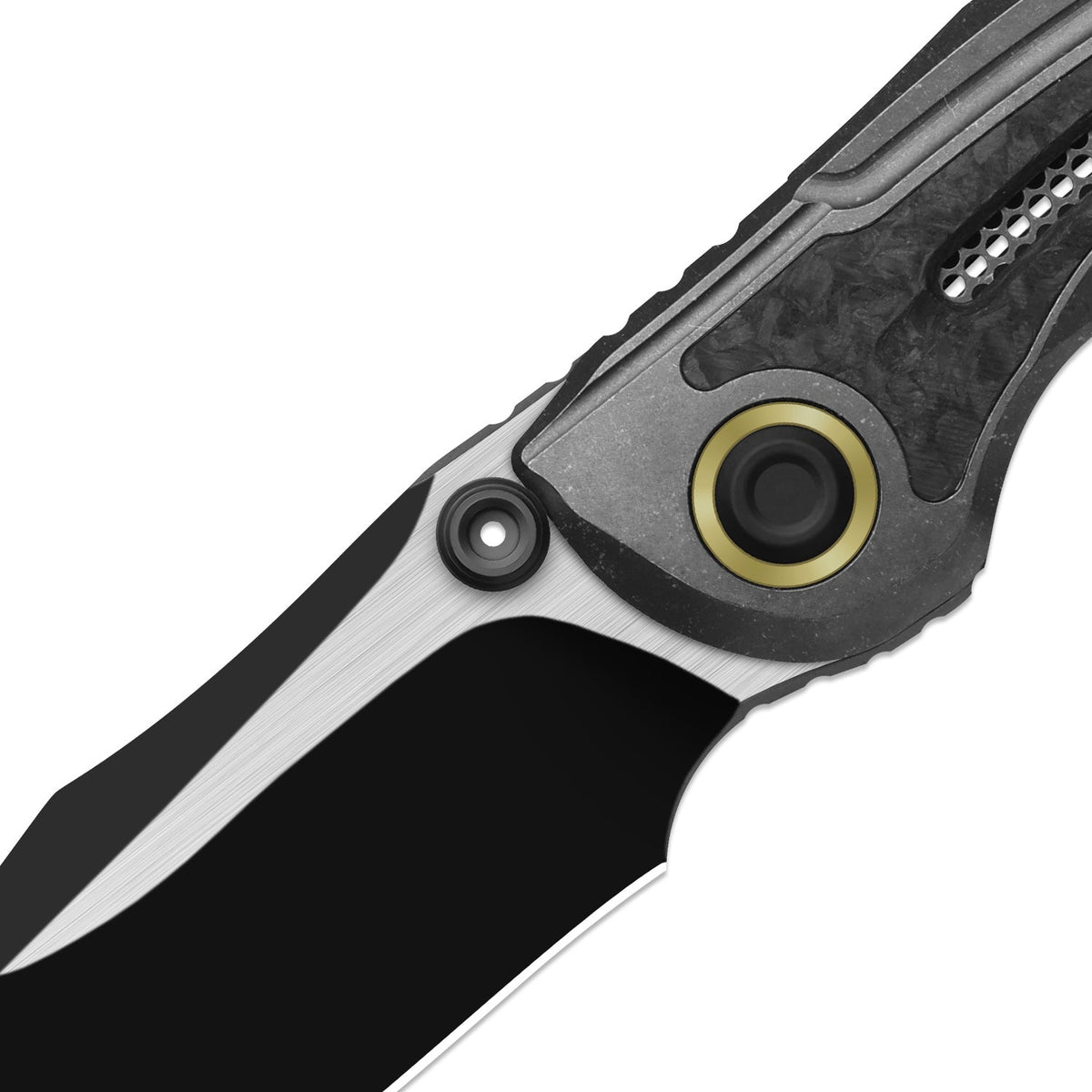 SILVER WING-LITE | S45VN+Black PVD Coating & Flat Brushed+Flat Grind | Titanium & Carbon Fiber | KizerB™ ZX-FK09A1