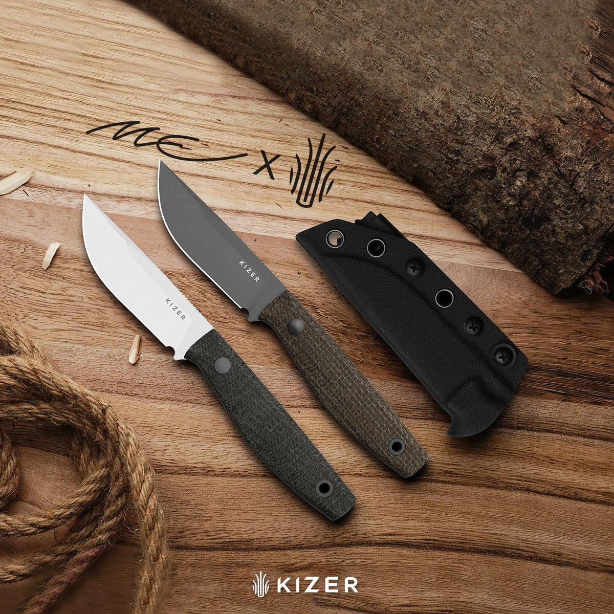 Dingo | Modified Drop Point | AEB-L | Micarta | Gray PVD Coating & Stonewashed | KizerV™ 1121A1