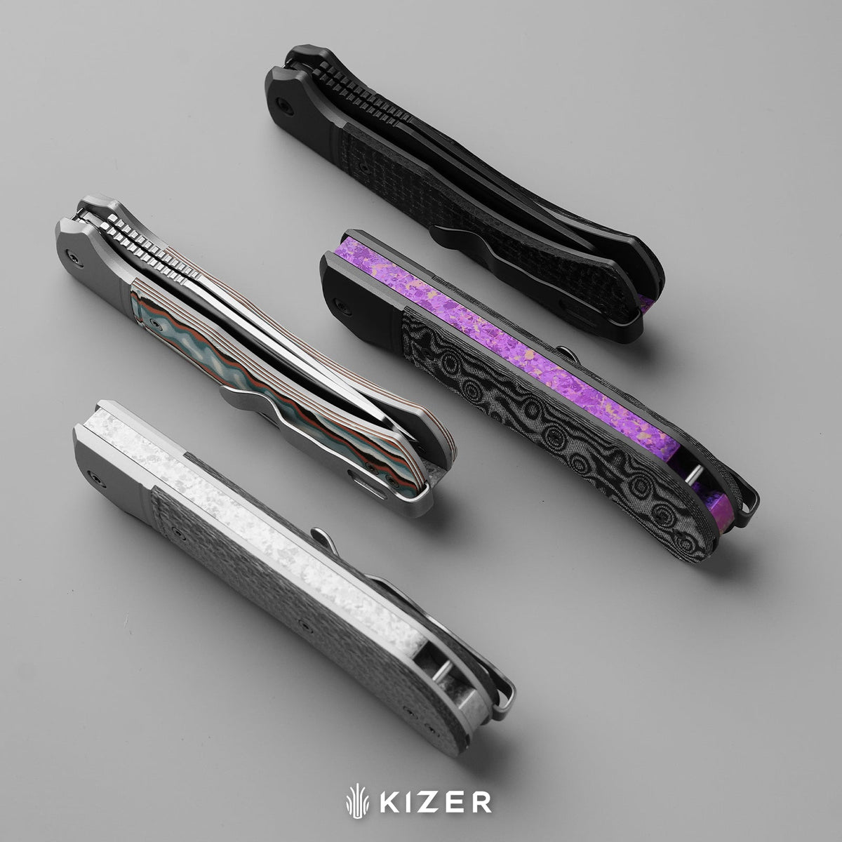 Trestle TP AirTi | BD1N Dual-Blade Clip Point & Spey Point | KStop™ 105° Half-Stop Trapper | Aluminum & Carbon Fiber | KizerB™ 3761TPA1