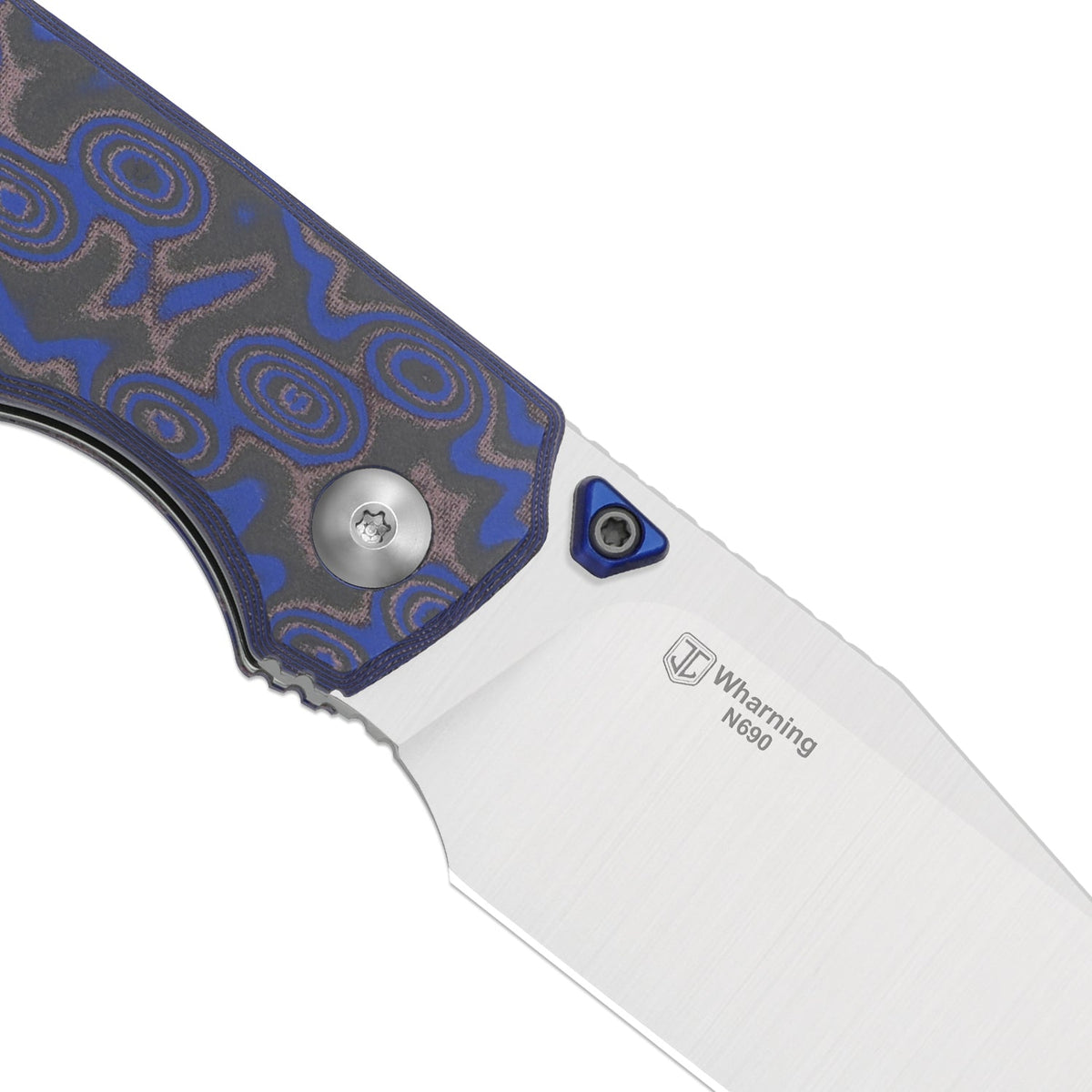 Wharning | Wharncliffe | Kizer Button Liner Lock™ | N690 | vortex pattern micarta | KizerV™ 3738BW2