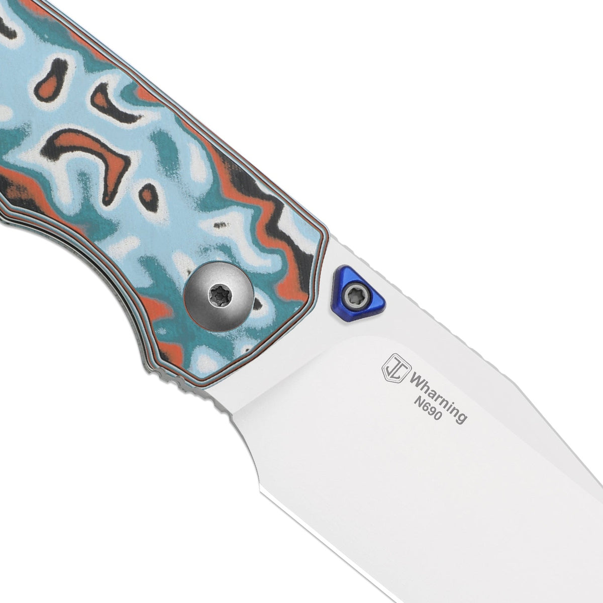 Wharning | Wharncliffe | Kizer Button Liner Lock™ | N690 | vortex pattern micarta | KizerV™ 3738BW4