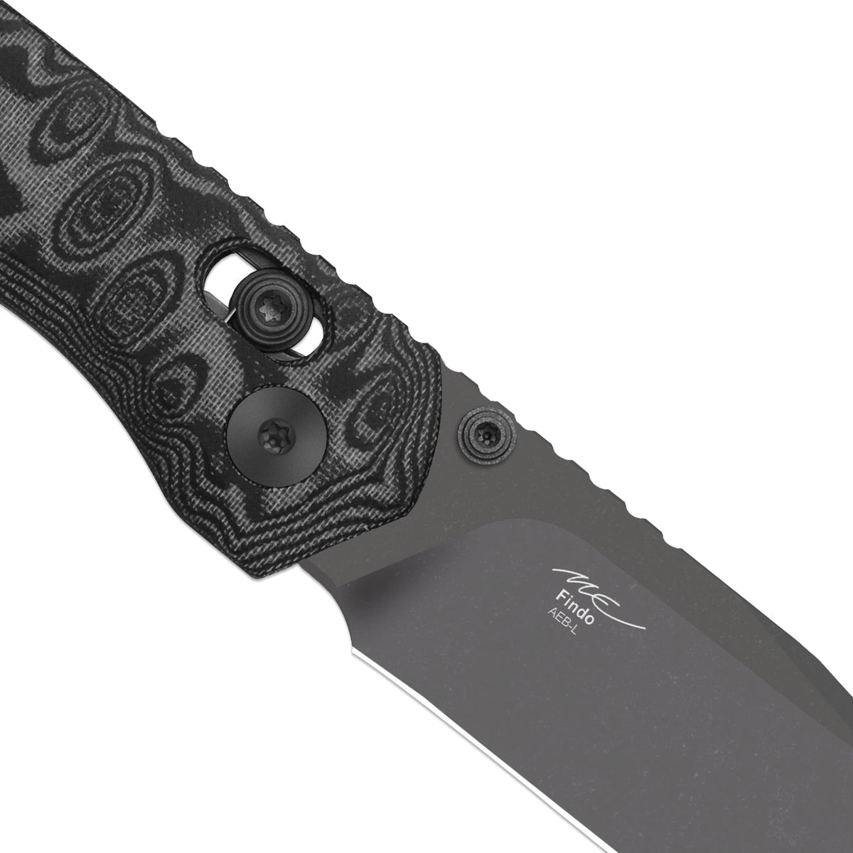 Findo | Clip Point | Kizer Clutch Lock™ | AEB-L + Gray PVD Coating & Stonewashed | vortex pattern micarta | KizerV™ 3743CC3