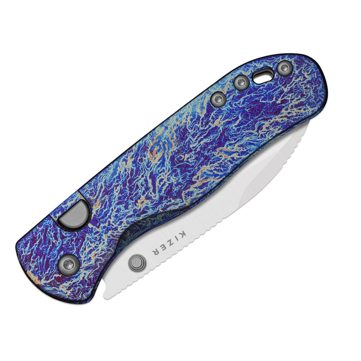 Drop Bear 292 AirTi | Kizer Button Liner Lock™ | M390 + Satin | Etched Pattern Aluminum | KizerB™ 3619.292BDK1  (Limited Release)