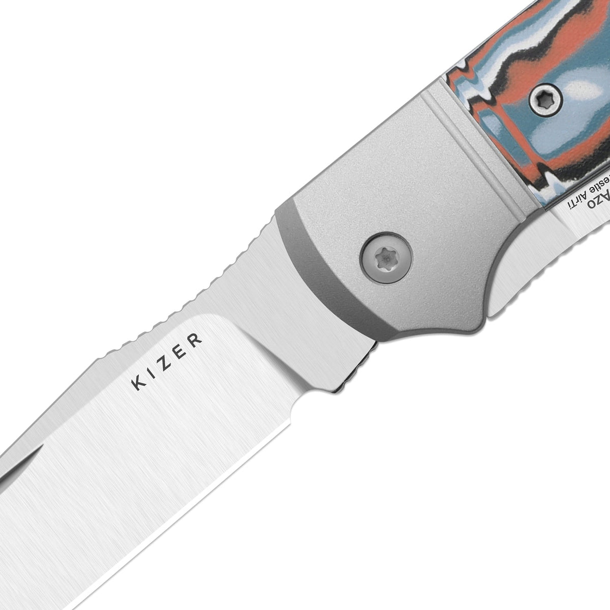 Trestle TP AirTi｜BD1N Dual-Blade Clip Point & Spey Point | KStop™ 105° Half-Stop Trapper | Aluminum & vortex pattern micarta | KizerB™ 3761TPA4