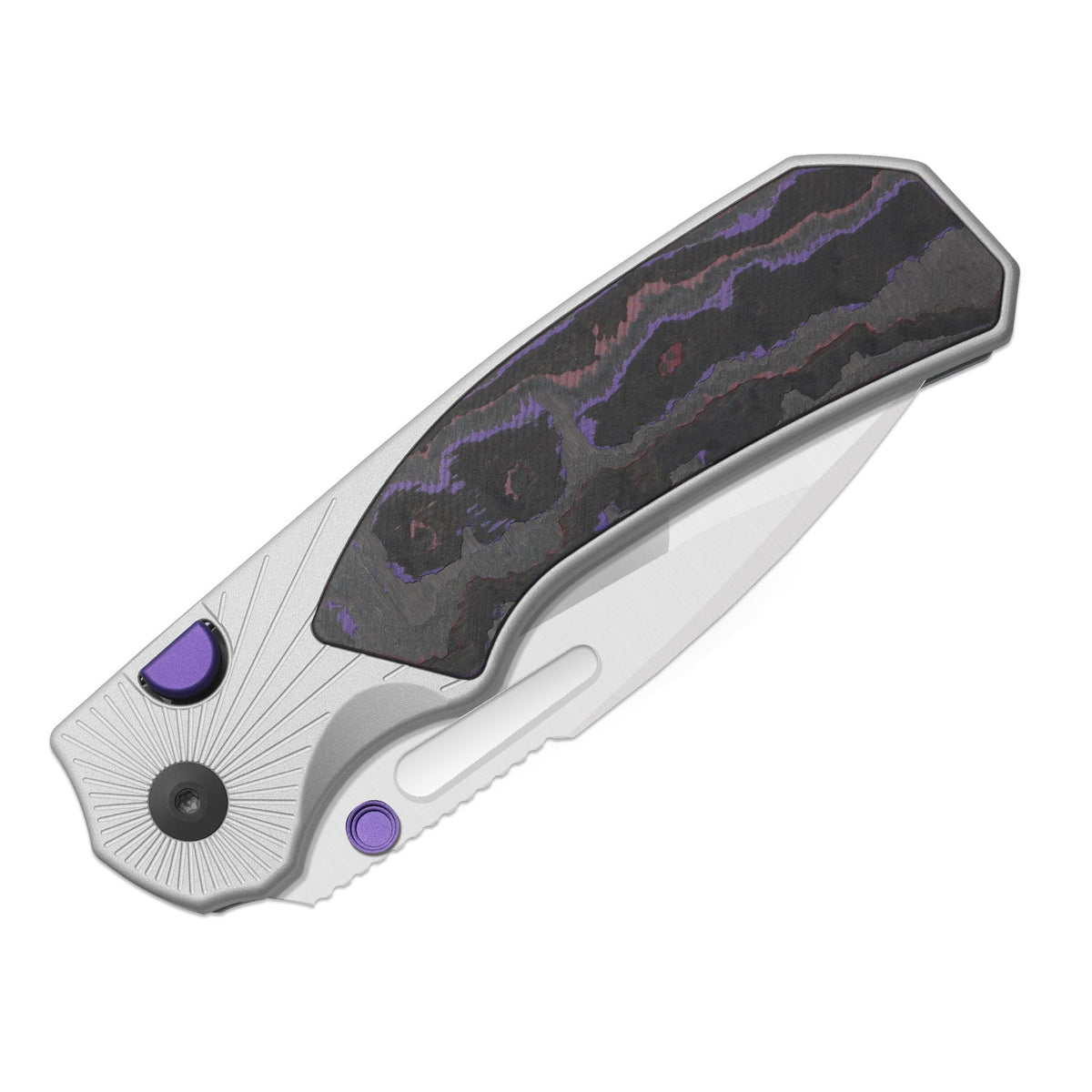 Durandal | Kizer Button Liner Lock™ | Aluminum &  Fatcarbon® Purple Haze  | S35VN + Satin | KizerB™ 3765BD3