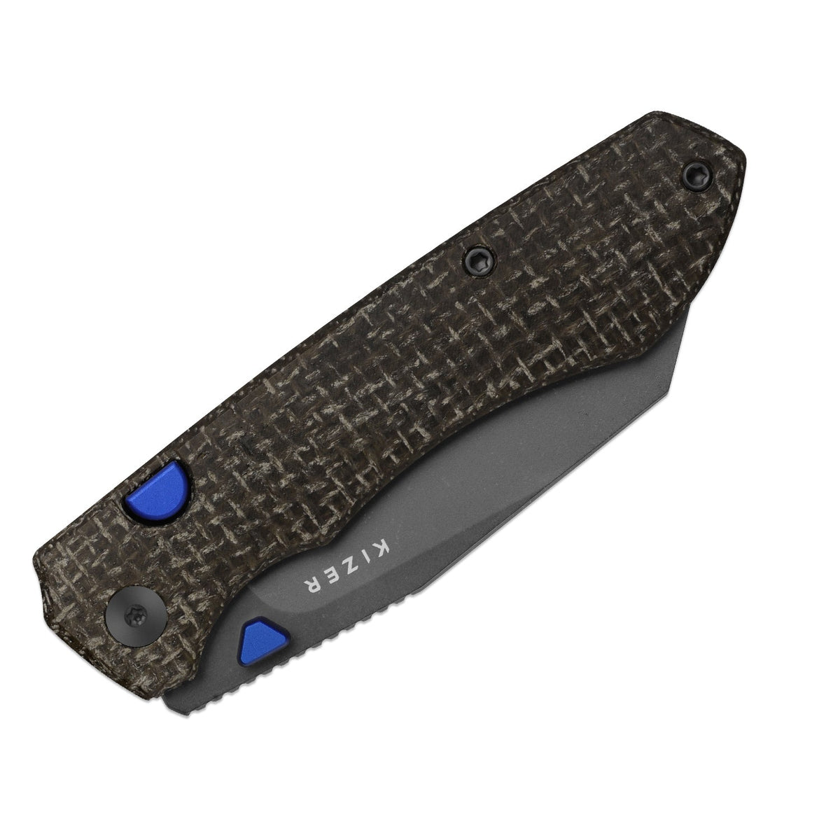 Wharning | Wharncliffe | Kizer Button Liner Lock™ | N690 | GID canvas micarta | KizerV™ 3738BW3