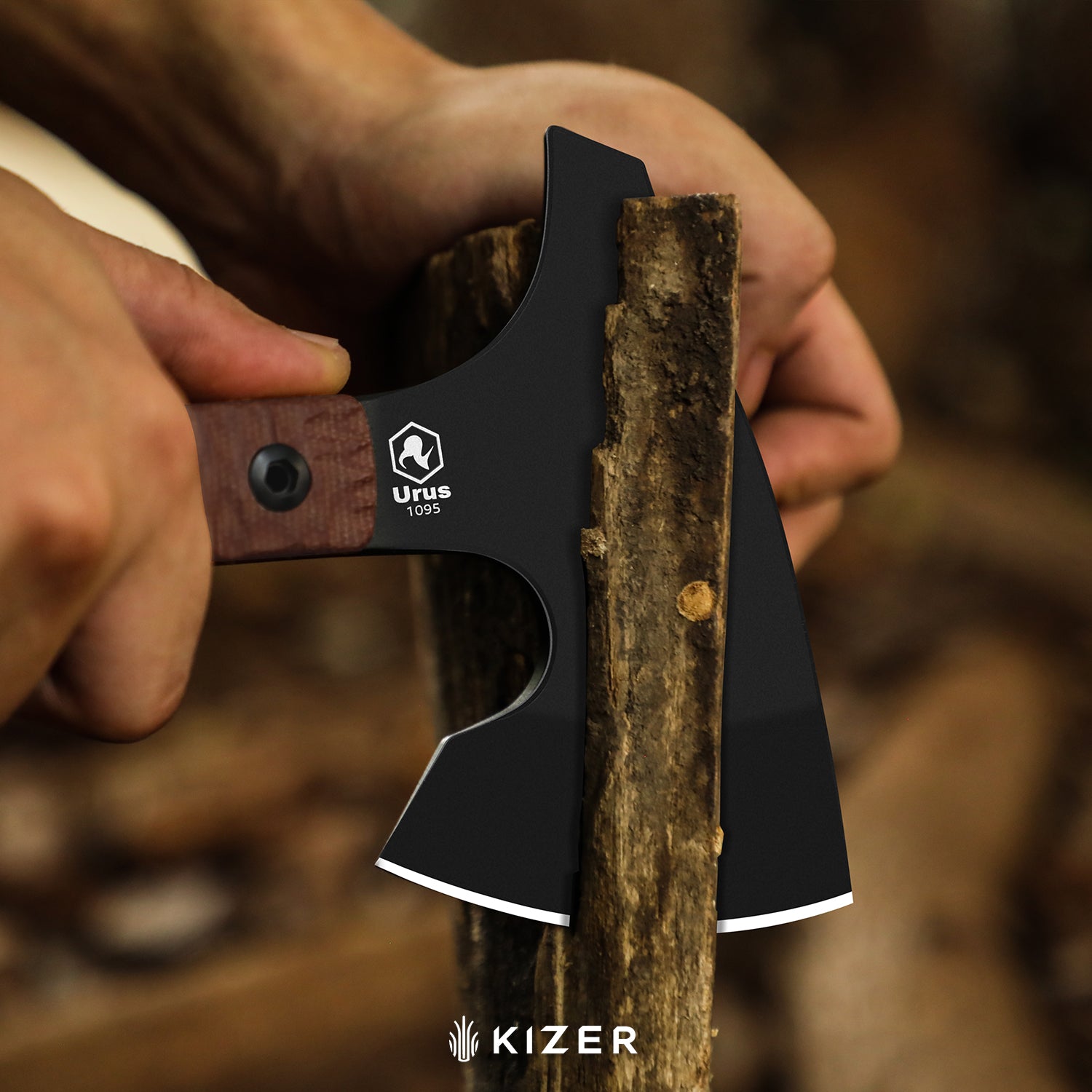 Urus | Lightweight Axe | 1095 | Black Coating | Micarta | Camping Outdoor Tool | KizerV™ 1073A1