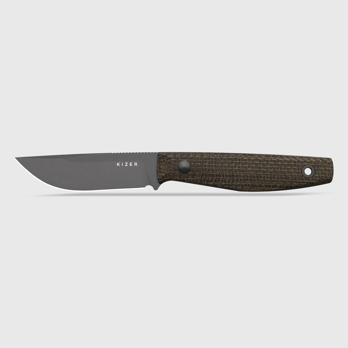Dingo | Modified Drop Point | AEB-L | Micarta | Gray PVD Coating & Stonewashed | KizerV™ 1121A1