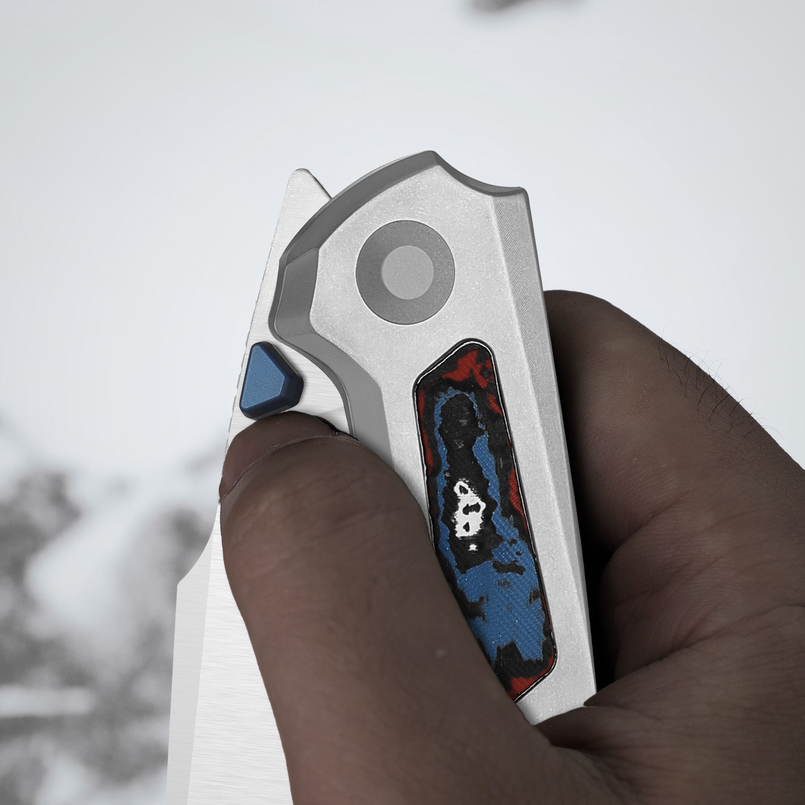 Feweed XL | S90V | Harpoon Blade | Titanium & Aluminum Laser Pattern | KizerB™ 4694A1
