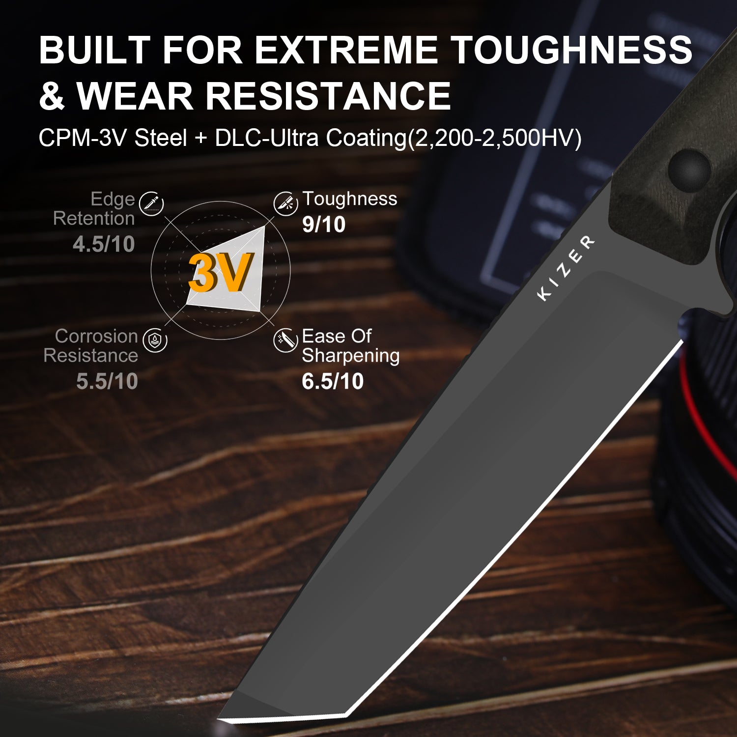 Begleiter® Fix | 3V+Hollow Grind | Richlite (Chocolate Glacier) | Hollow Grind | KizerV™ 1045MT1