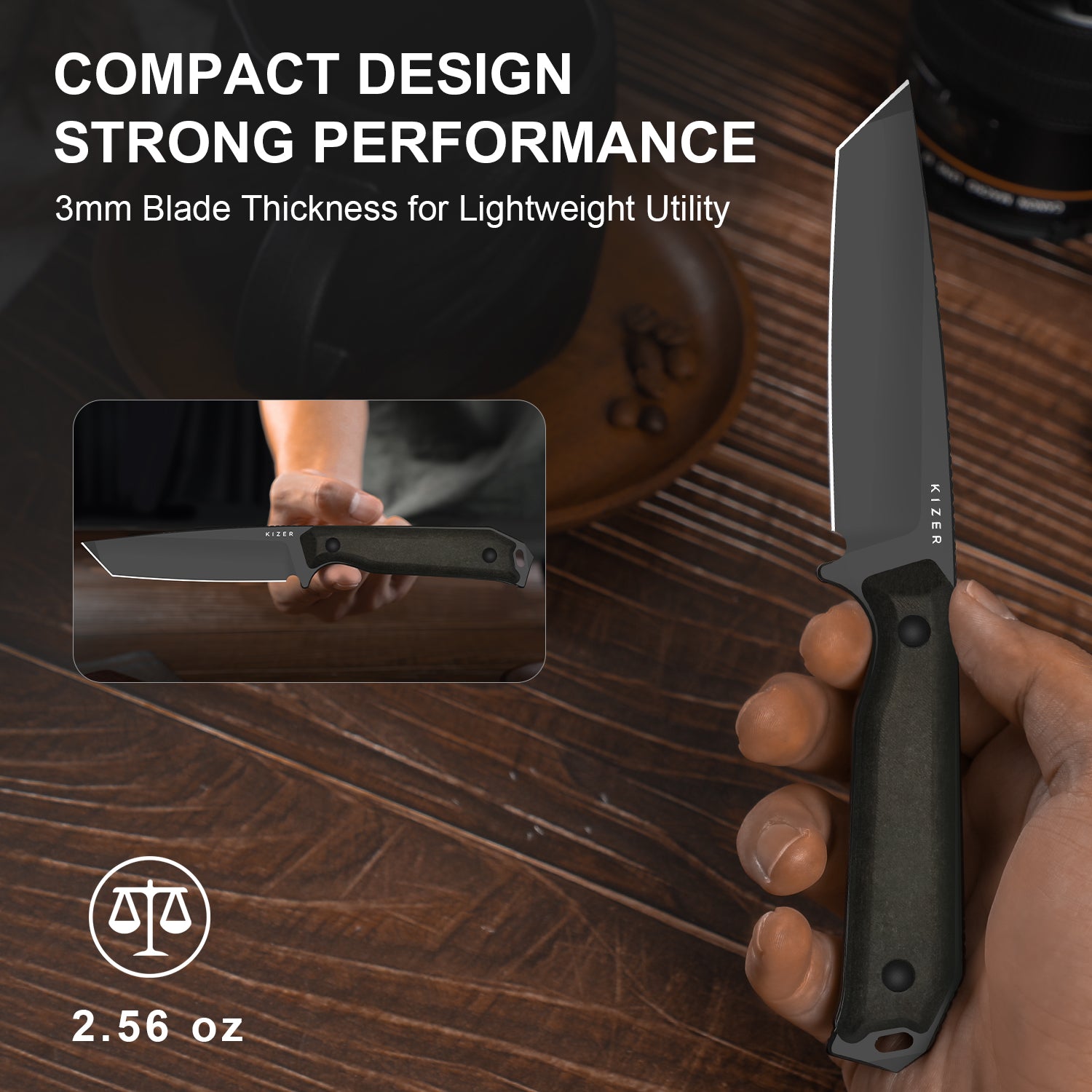 Begleiter® Fix | 3V+Hollow Grind | Richlite (Chocolate Glacier) | Hollow Grind | KizerV™ 1045MT1