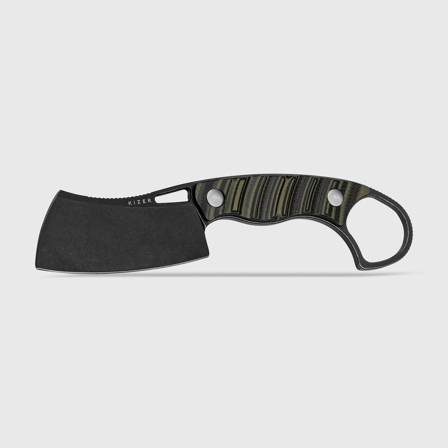 Little Rhino | D2 | G10 (Olive Green & Black) | KizerV™ 1065A3
