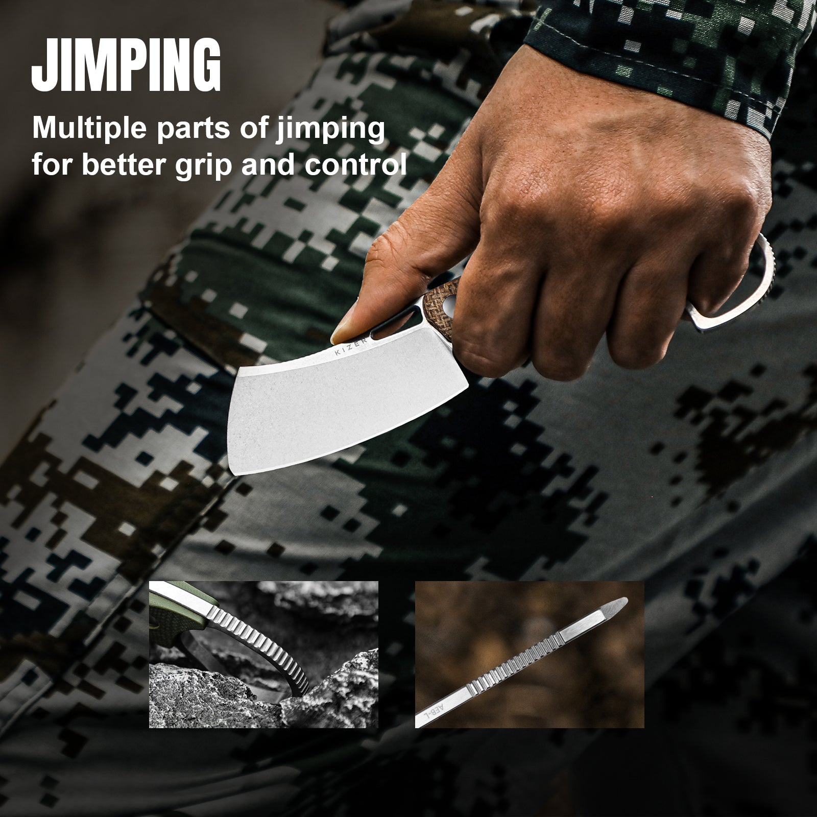 Little Rhino | AEB-L | Burlap Micarta | KizerV™ 1065A4