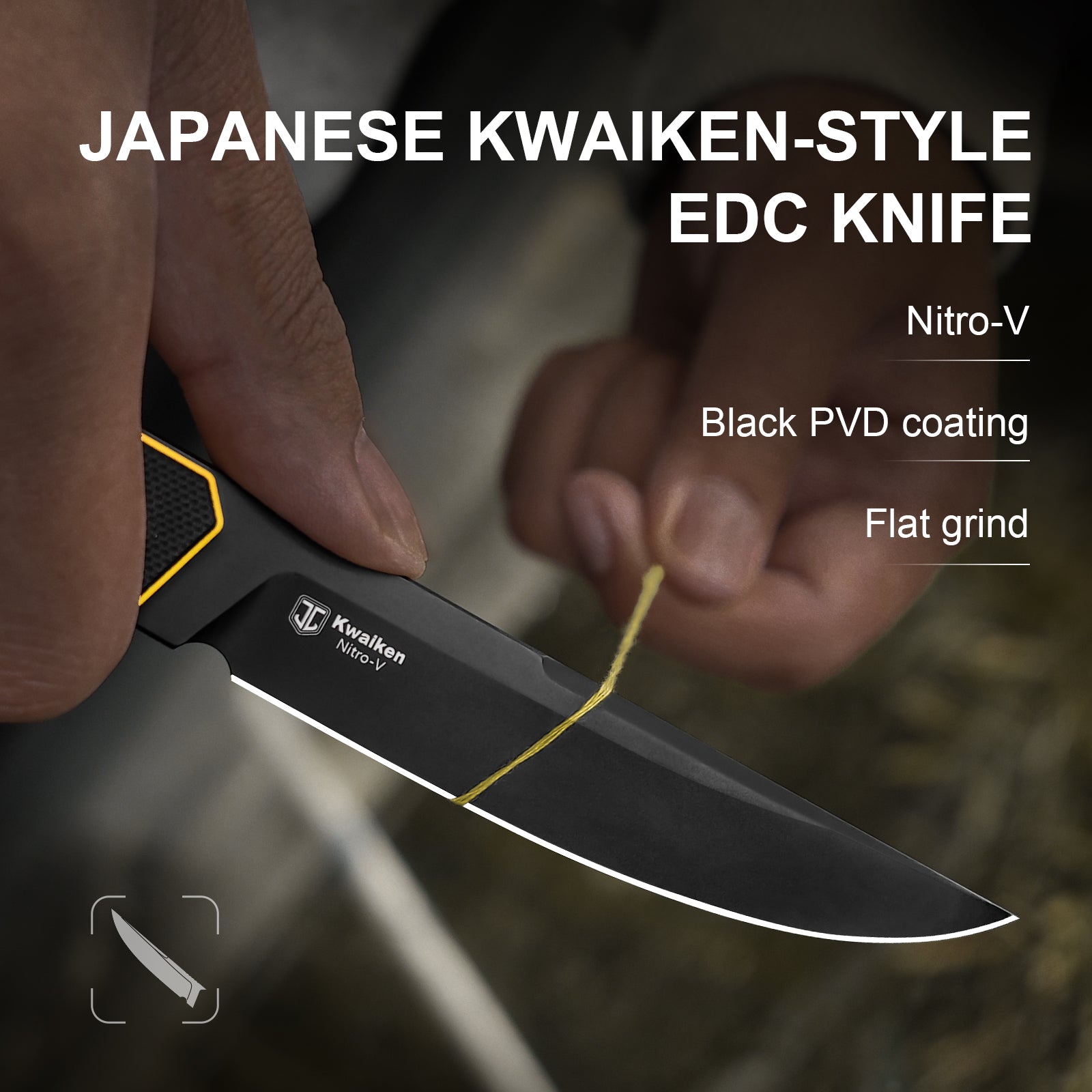 Kwaiken | Nitro-V | Black & Yellow G10 | KizerV™ 1066A3