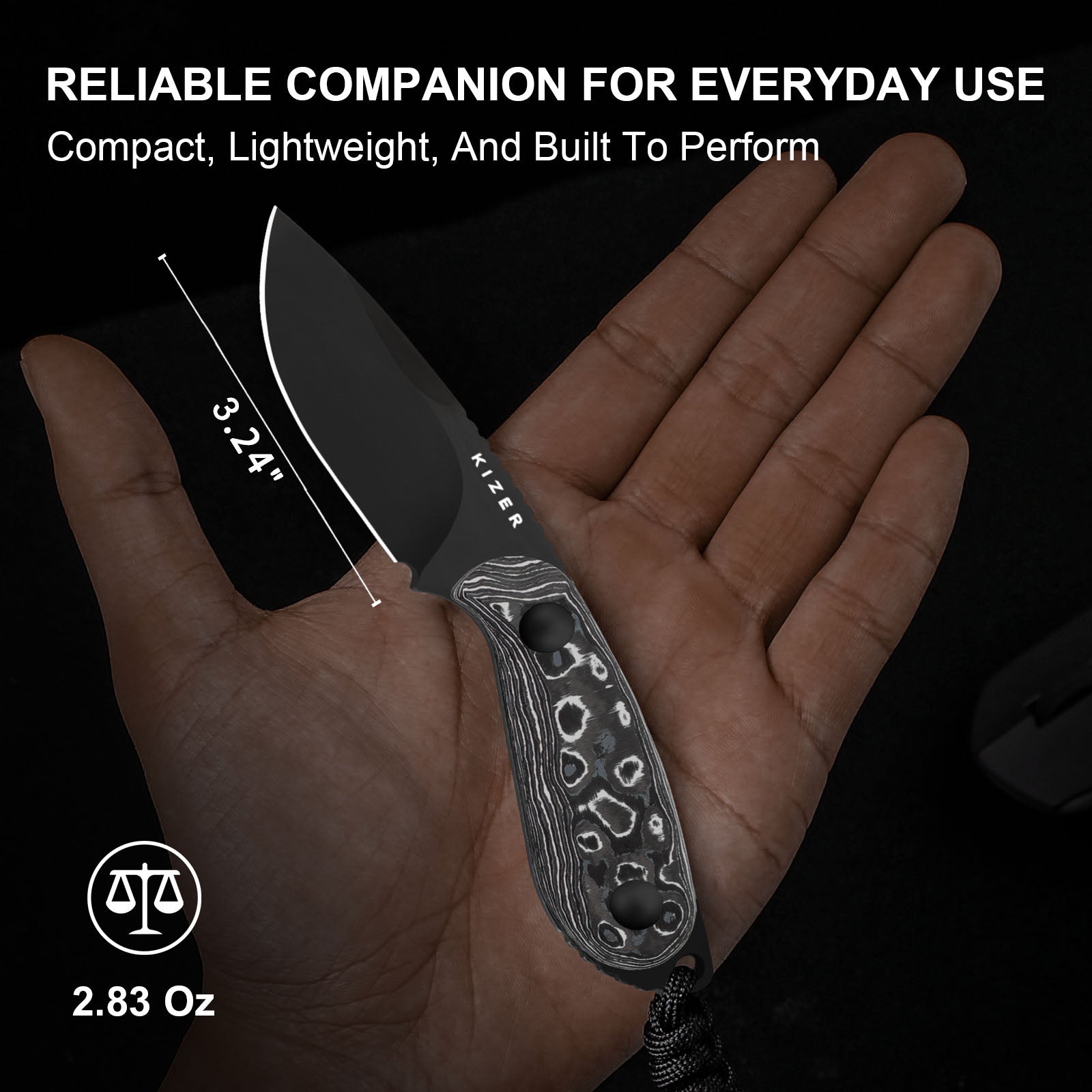 BUDDY | M390 | Fat Carbon White Storm | KizerB™ 1081A9