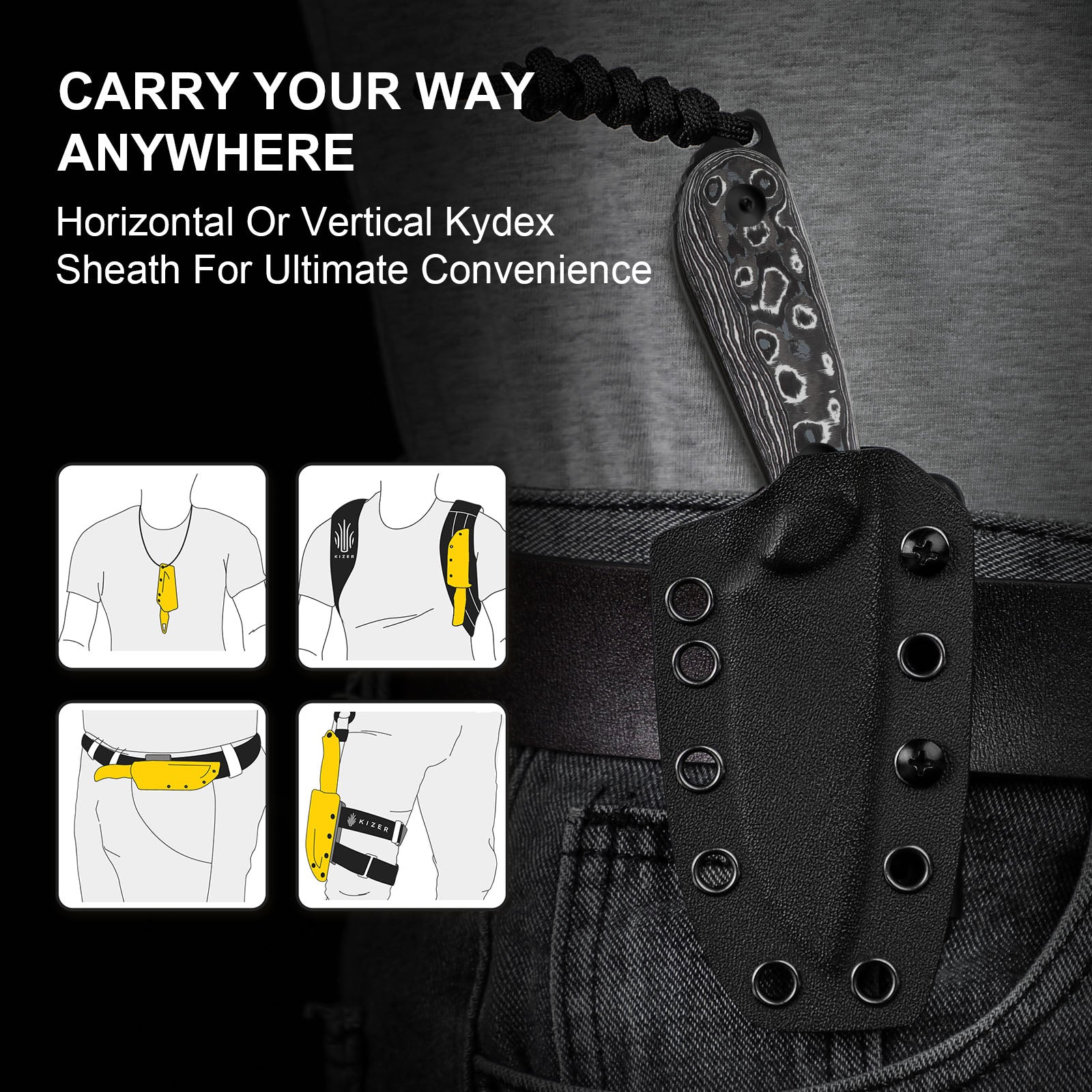 BUDDY | M390 | Fat Carbon White Storm | KizerB™ 1081A9