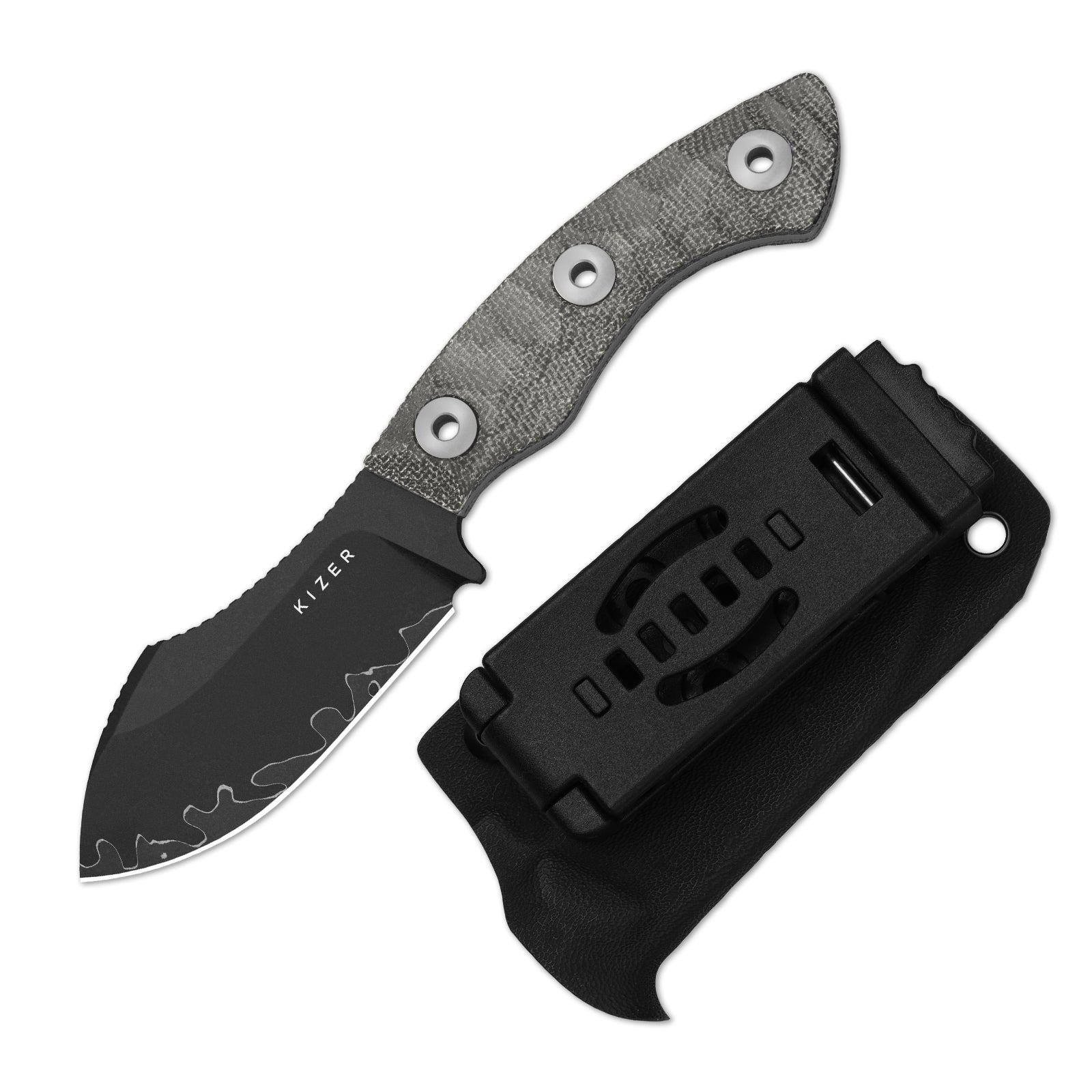 Rook | 3-layer Composite Steel | Norplex UltreX Micarta | Fixed Blade | 1090A2