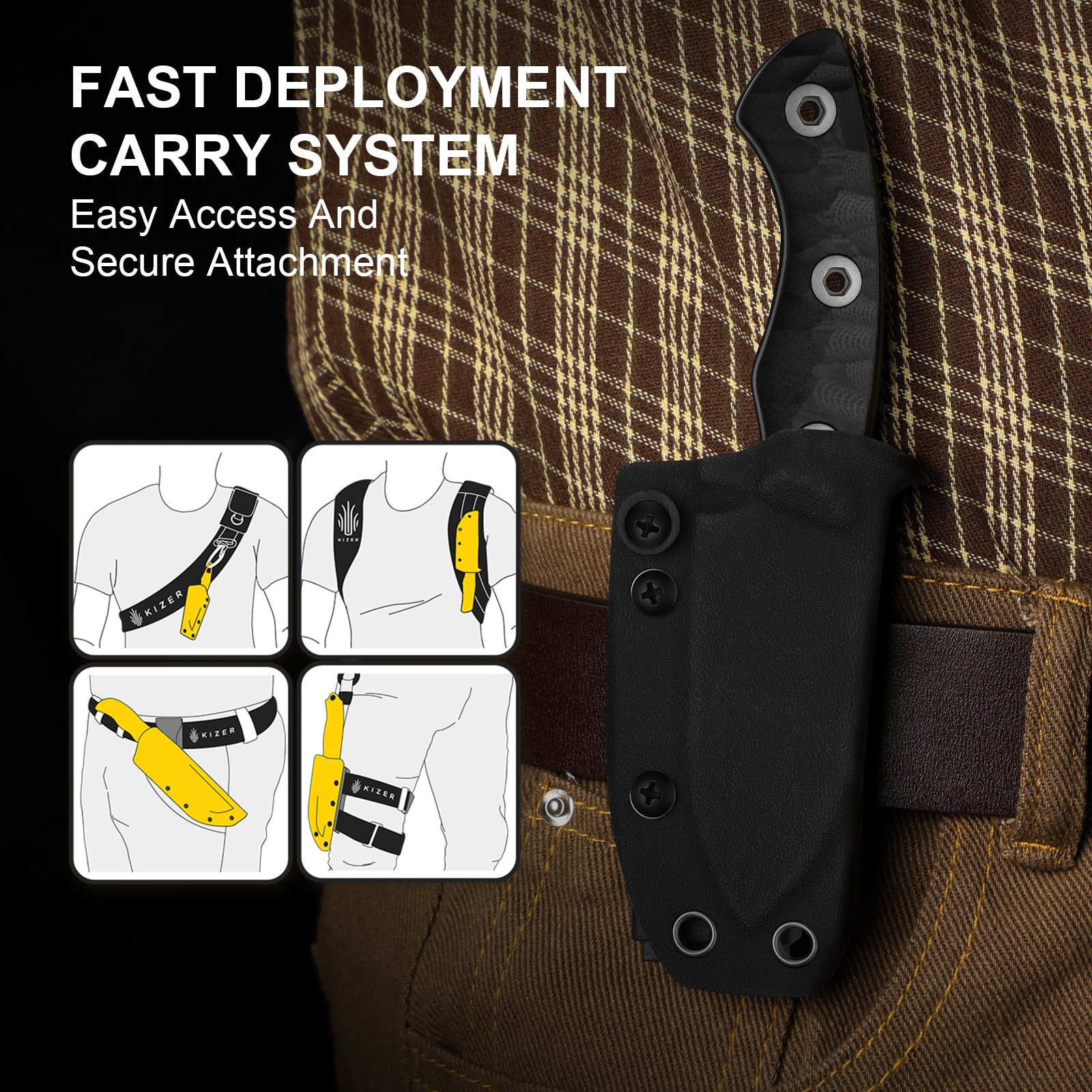 Rook | AEB-L | G10 | Fixed Blade | KizerV™ 1090A3