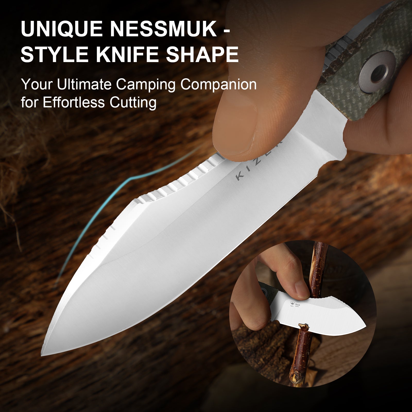 Rook | AEB-L | Micarta | Fixed Blade | KizerV™ 1090A4