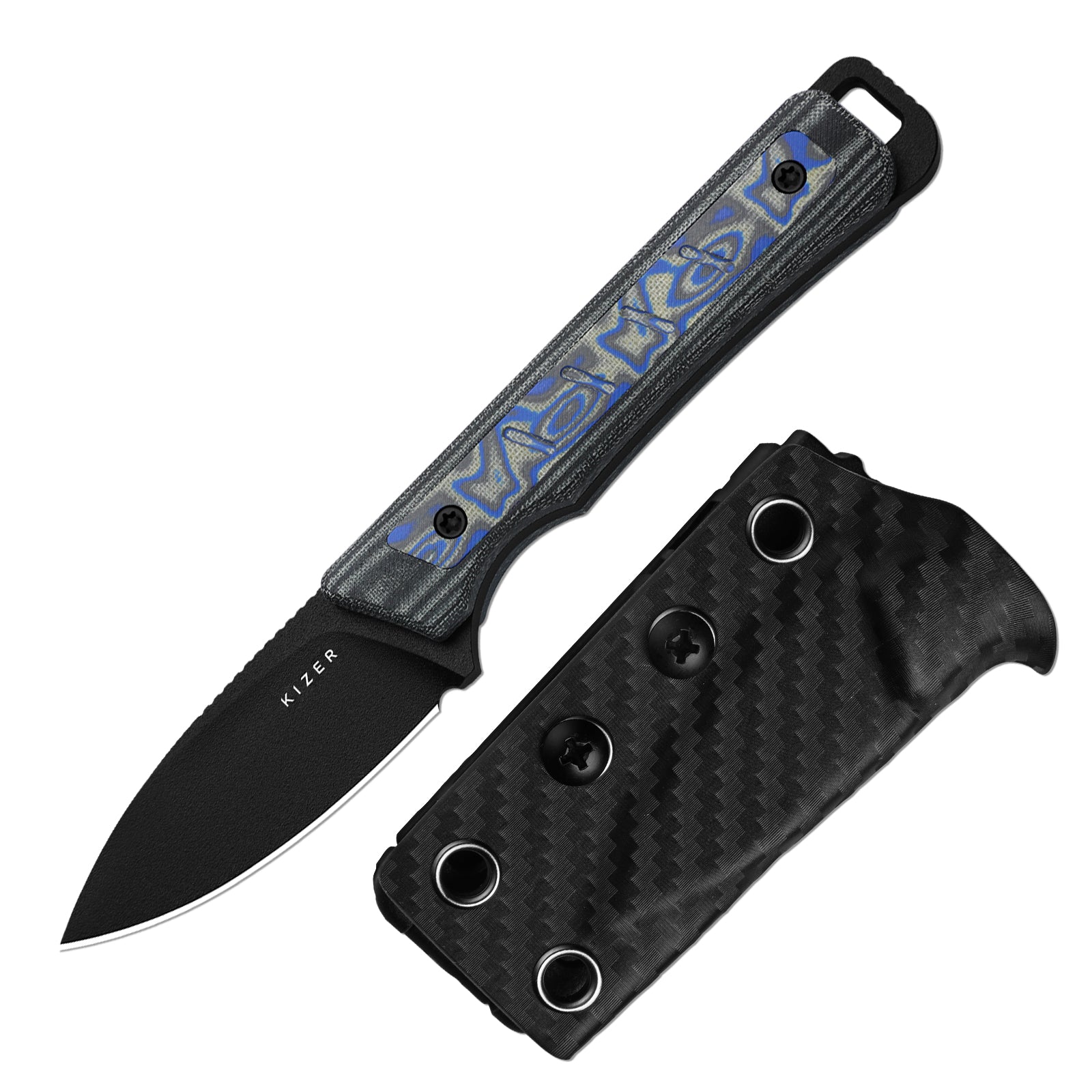 Whiskey Jack | 10V | Micarta With Vortex Pattern | Skeletonized Tang | KizerB™ 1108A1