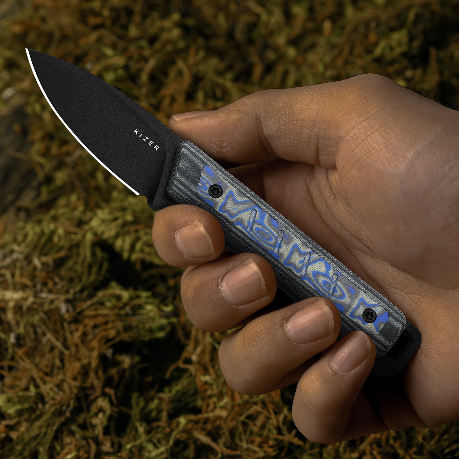 Whiskey Jack | 10V | Micarta With Vortex Pattern | Skeletonized Tang | KizerB™ 1108A1