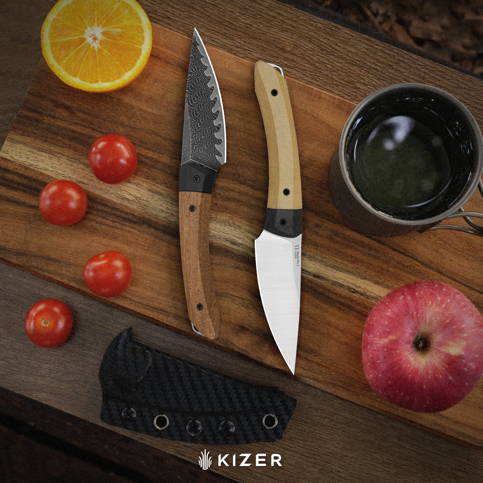 Momo Fix 3 | Takefu VG-10 Damascus | Mkuruti Wood & G10 | KizerB™ 1124A1