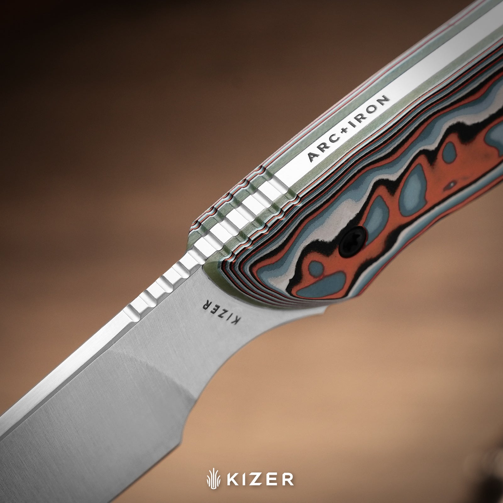 Whip Tail | Designed by Arc and Iron Knives | vortex pattern micarta & GID G10 | AEB-L | KizerV™1131A2