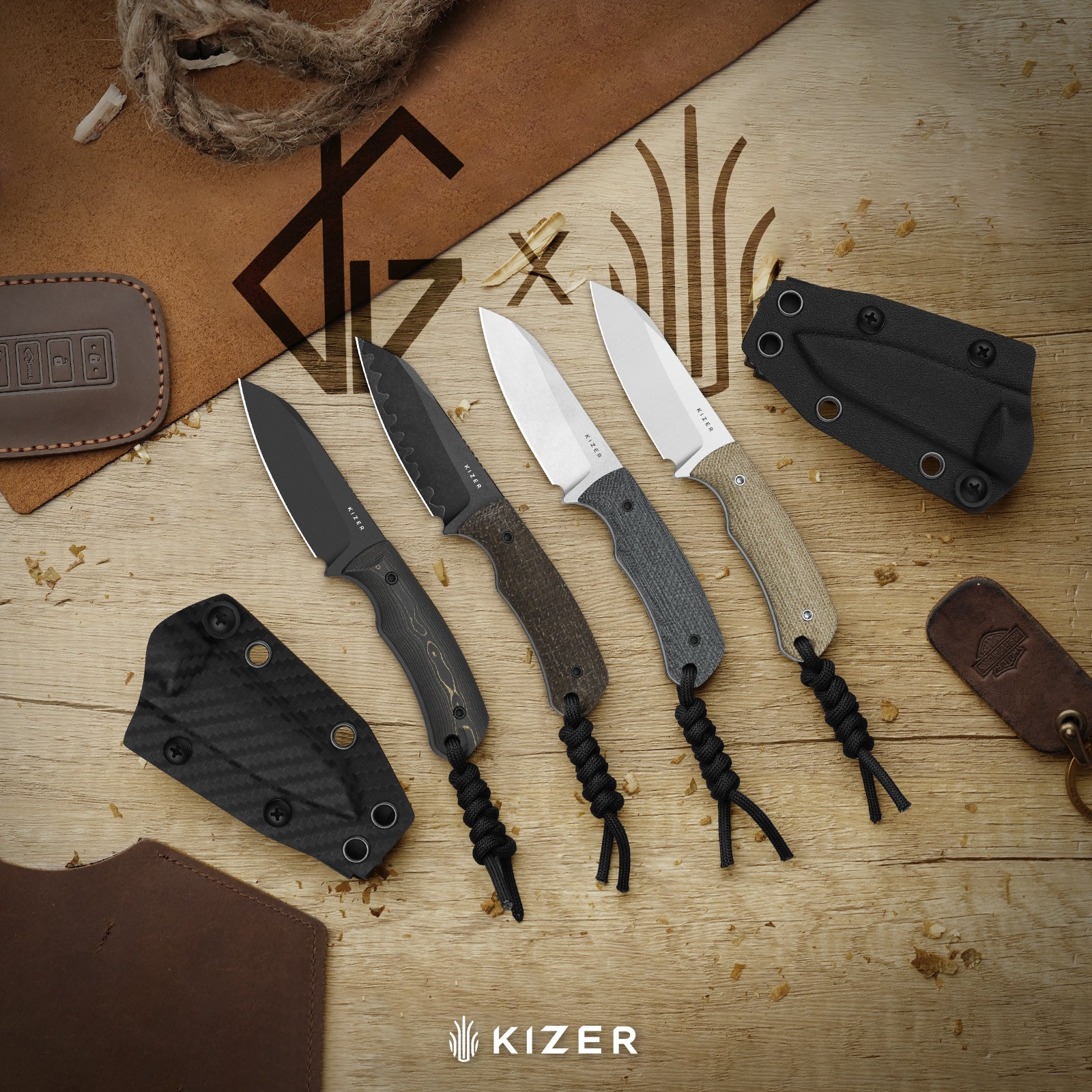 Field Mouse | 3-Layer Composite Steel | GID Canvas Micarta | Fixed Blade | KizerB™ 1135A2