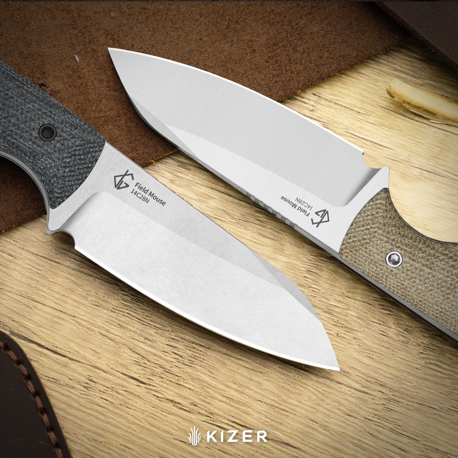 Field Mouse | 3-Layer Composite Steel | GID Canvas Micarta | Fixed Blade | KizerB™ 1135A2