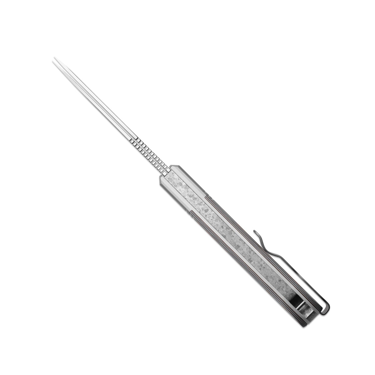 Trestle TP AirTi｜BD1N Dual-Blade Clip Point & Spey Point | KStop™ 105° Half-Stop Trapper | Aluminum & vortex pattern micarta | KizerB™ 3761TPA4