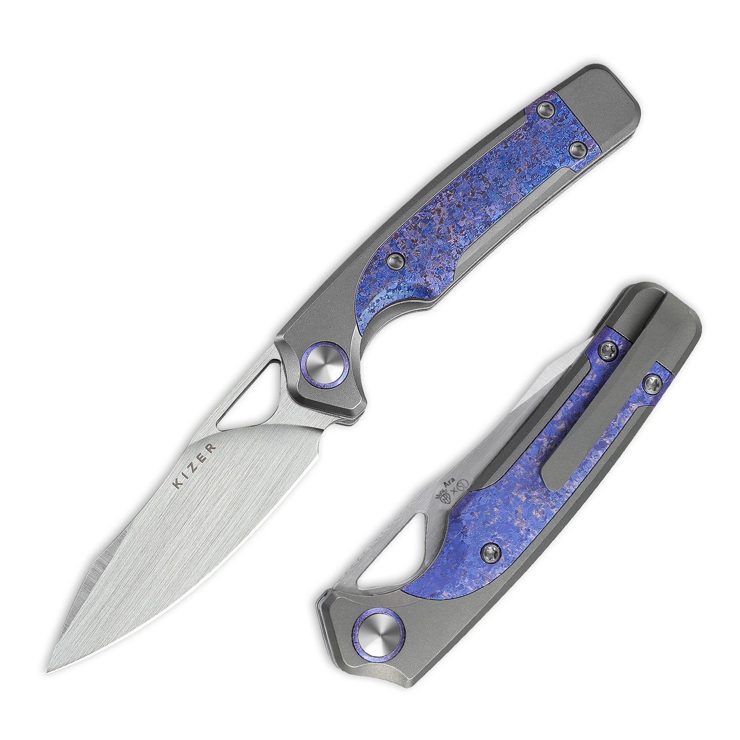 Ara | S45VN | Titanium & Purple Snowflake Titanium | Ki3729A3