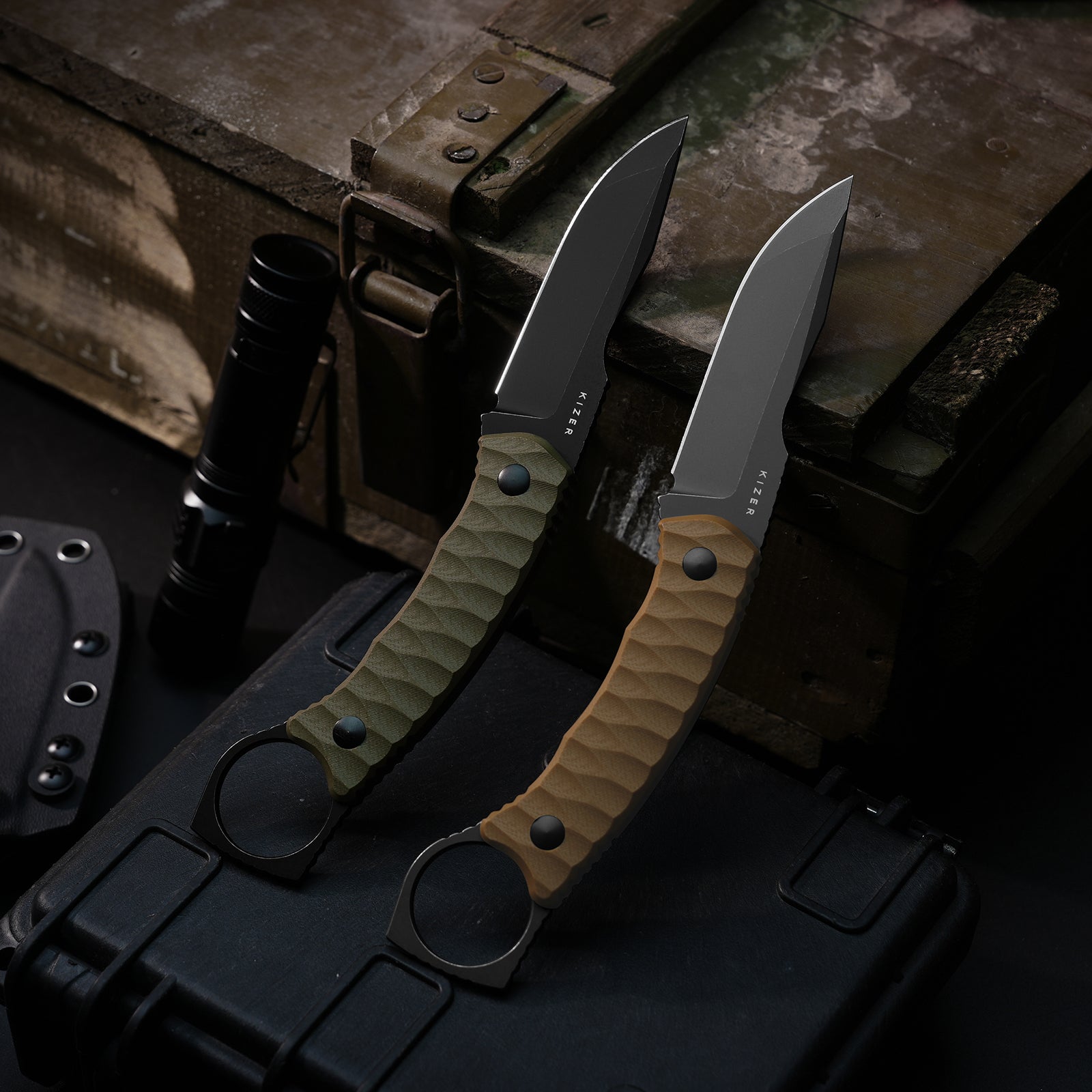 Billy Bones | Deep-Grooved G10 Handle｜Lightweight Tactical | AEB-L | Fixed Blade | KizerV™ 1115A1