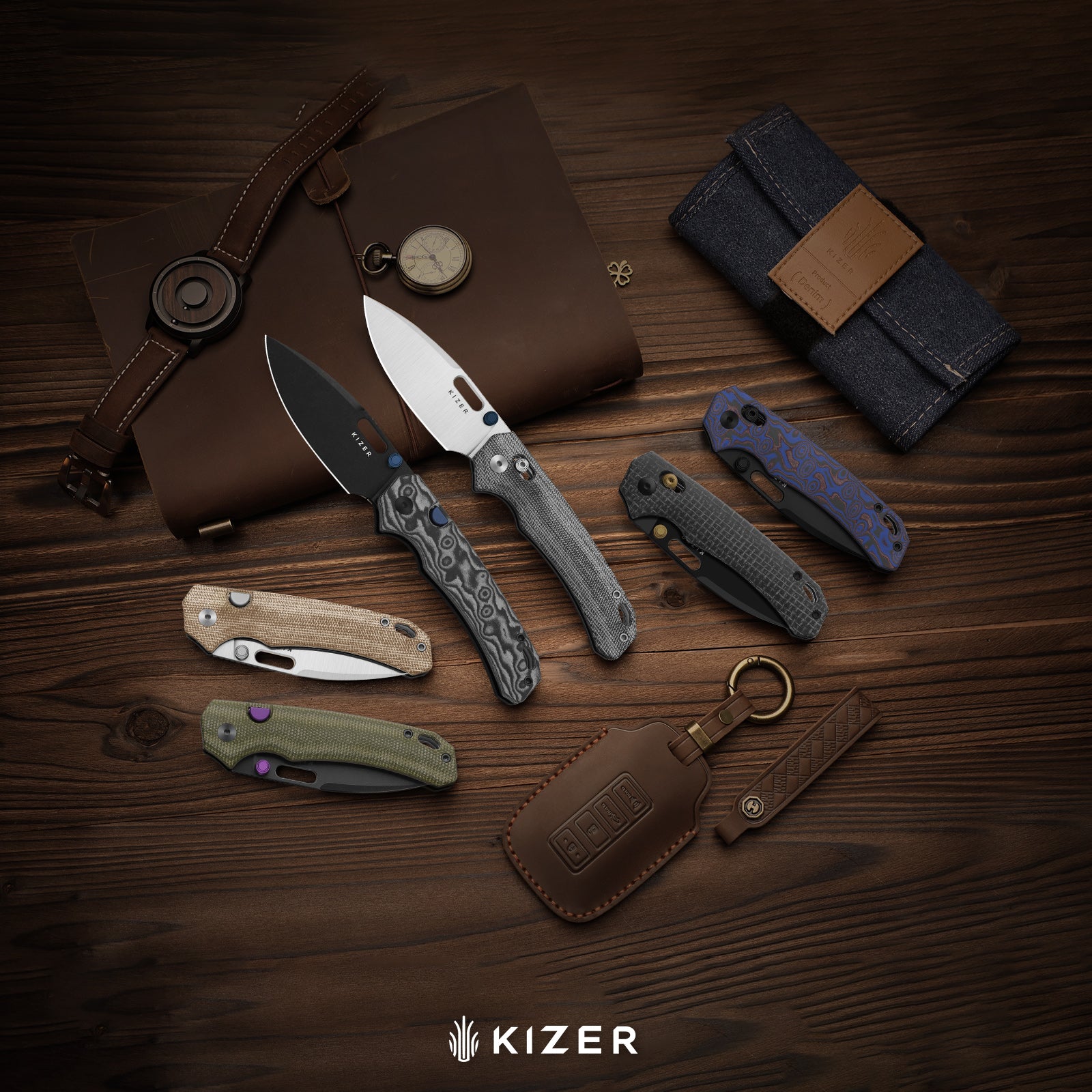 Outposter | Kizer Button Liner Lock™ | Norplex UltreX™ Micarta  | Nitro-V + Satin | KizerV™ 3802BDA1