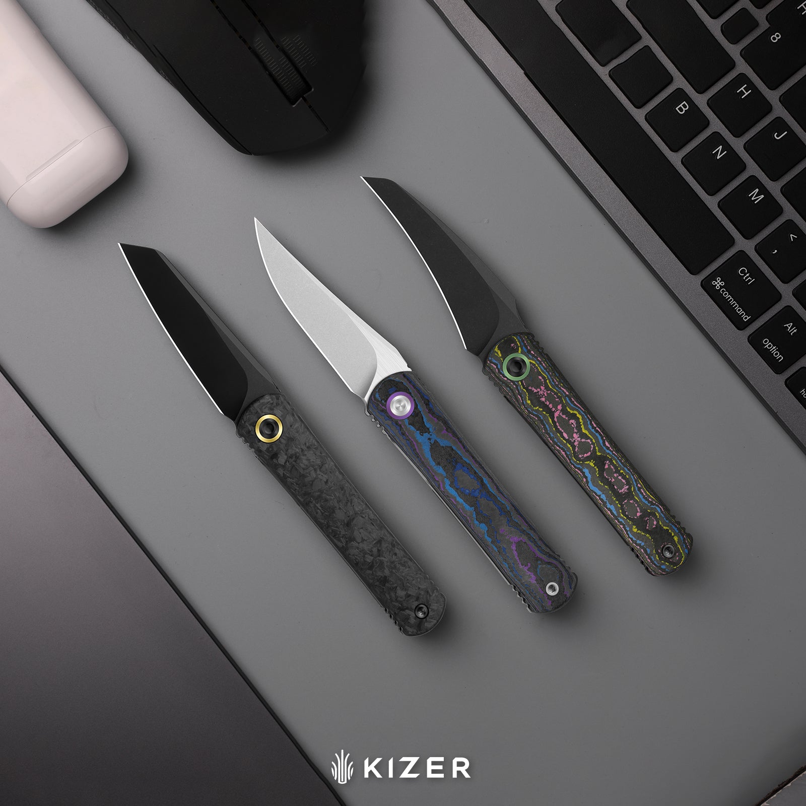 Feist 3 | CPM S90V + Matte DLC Ultra | Reverse Tanto | Titanium (Matte DLC Ultra) & Carbon Fiber | KizerX® 3499.3A1
