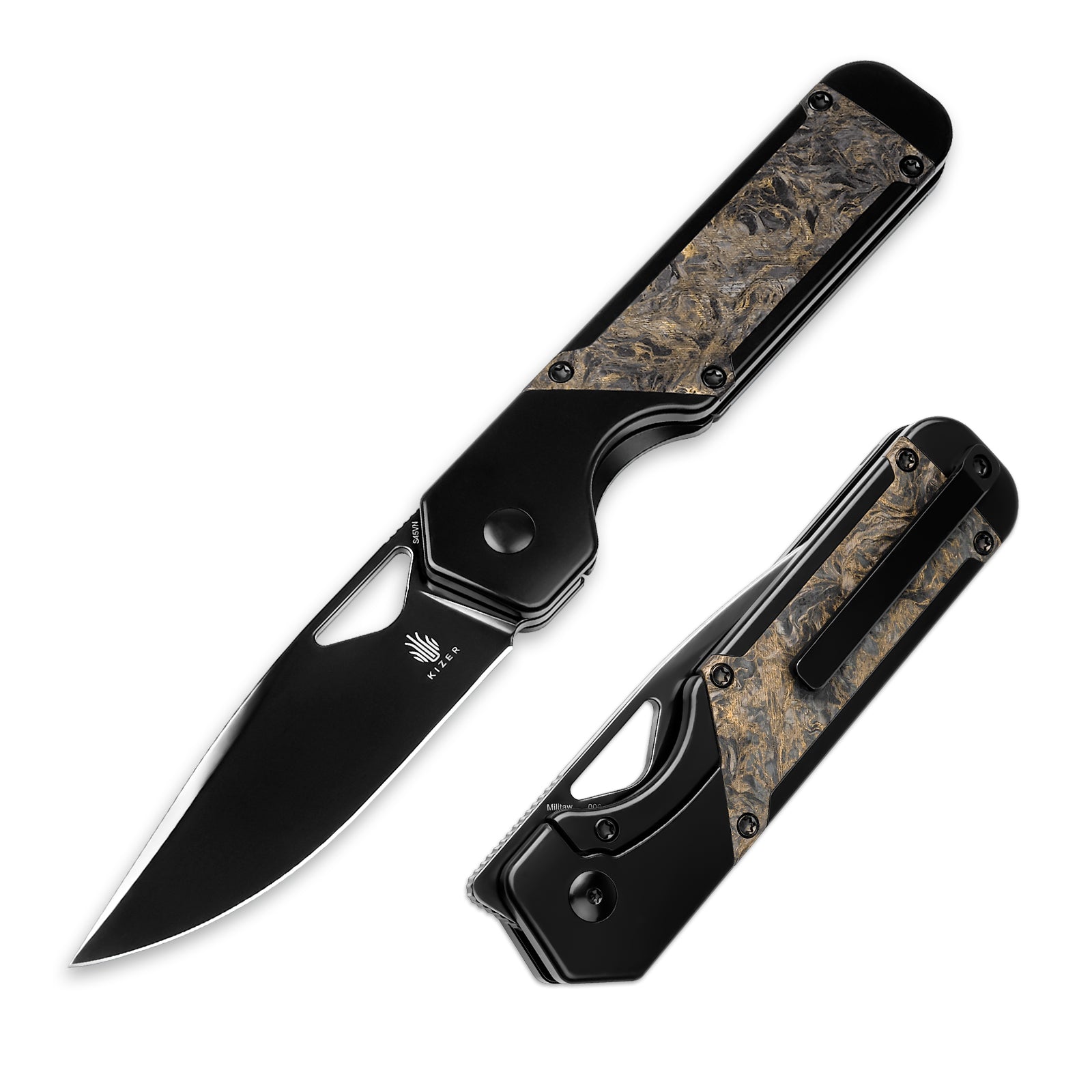 Militaw® | S45VN | Polished DLC | Titanium & Fatcarbon | KizerB™ 3634A3