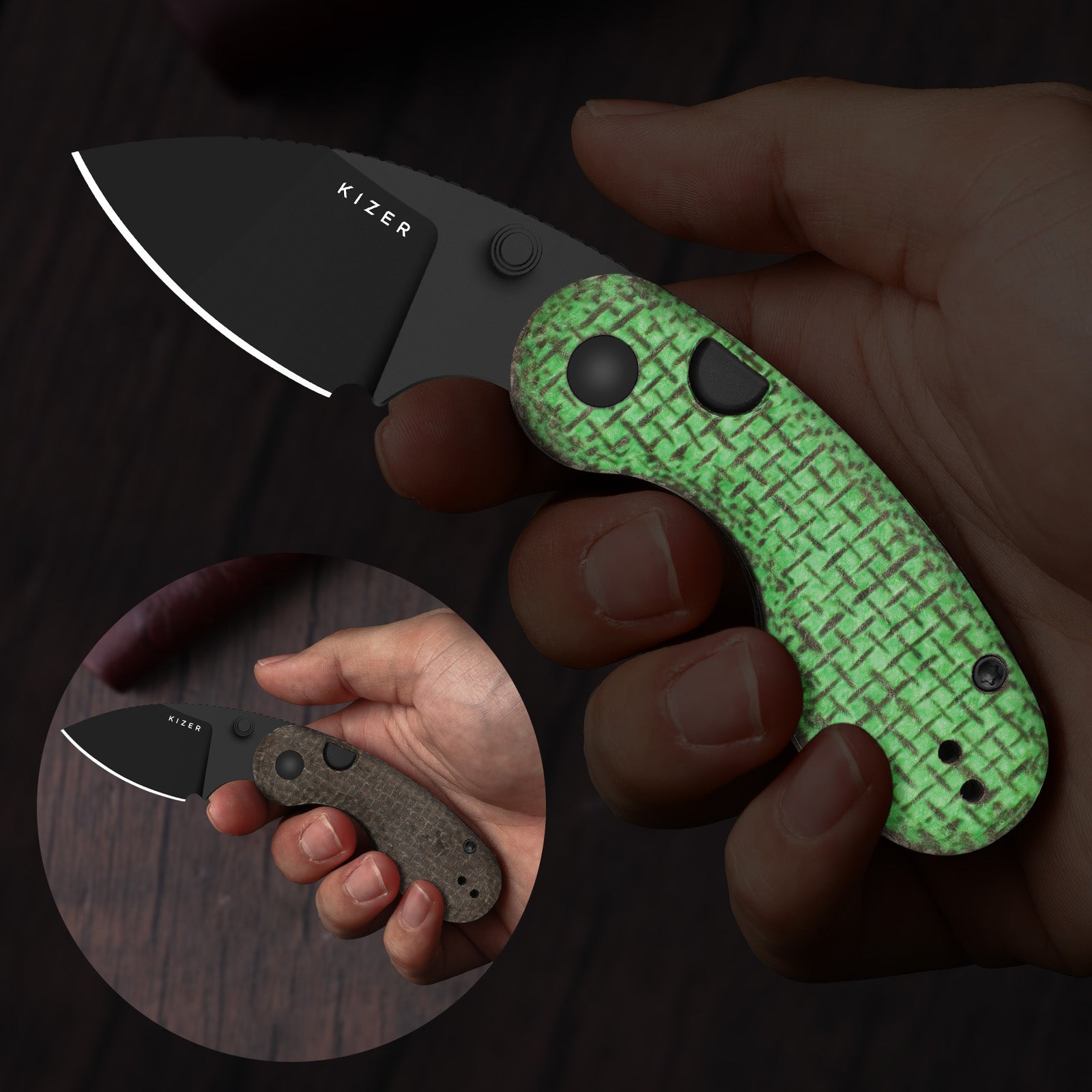 Drop Bear® | GID Canvas Micarta Handle | Kizer Clutch Lock™ | Nitro-V | KizerV™ 3619A19
