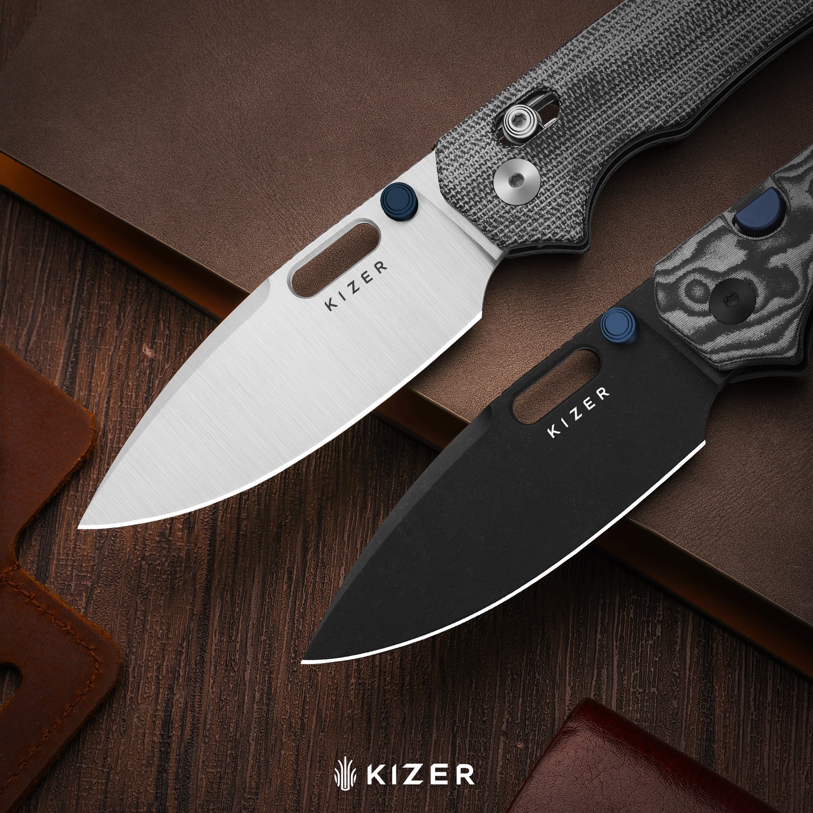 Outposter | Kizer Button Liner Lock™ | Norplex UltreX™ Micarta  | Nitro-V + Satin | KizerV™ 3802BDA1