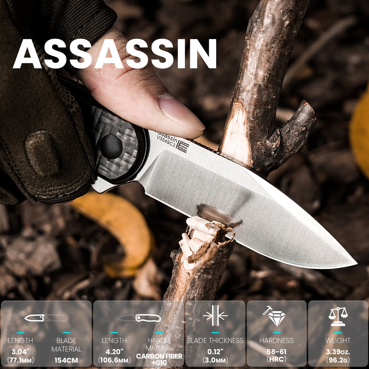 Assassin | 154CM | Carbon Fiber & G10 | V3549C3