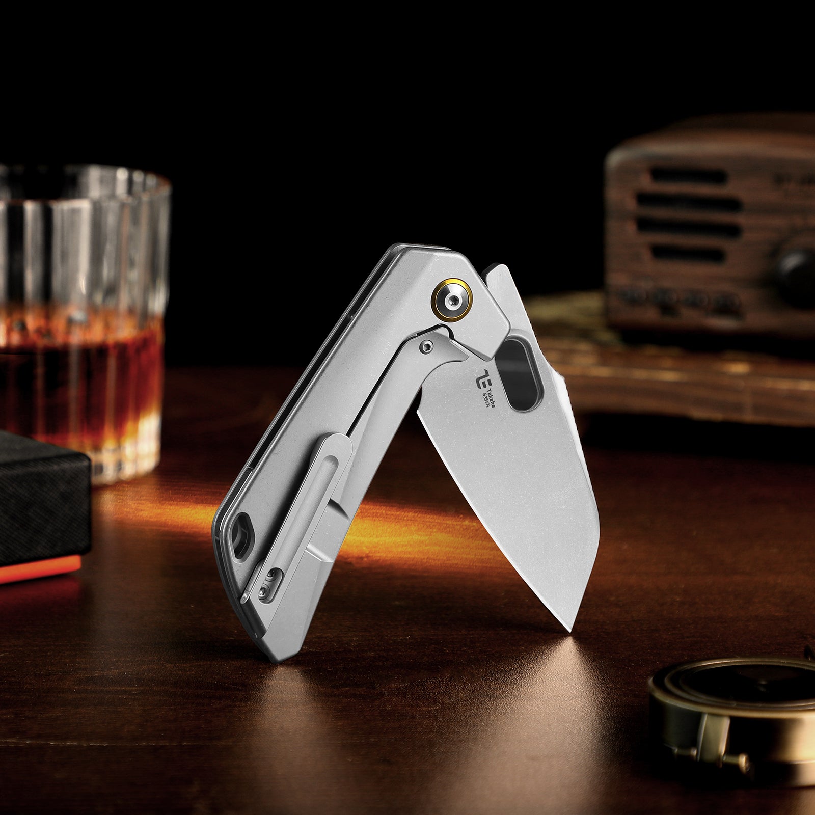 Takahe | Titanium Handle | Gold Pivot Collar | Matte DLC Ultra | KizerB™ 3701A2