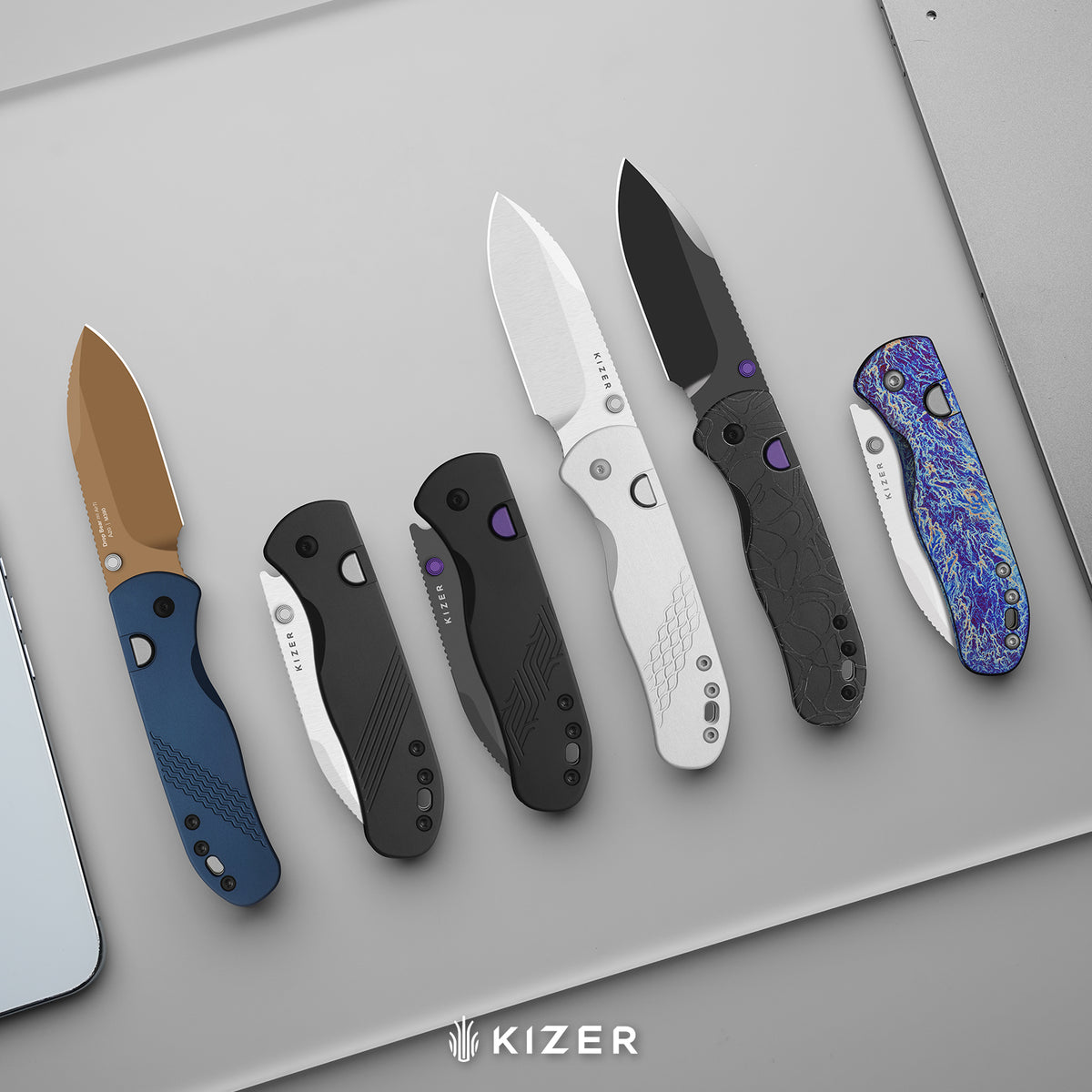 Drop Bear 292 AirTi | Kizer Button Liner Lock™ | M390 + Gray PVD Coating | Black Milled Aluminum | KizerB™ 3619.292BD3